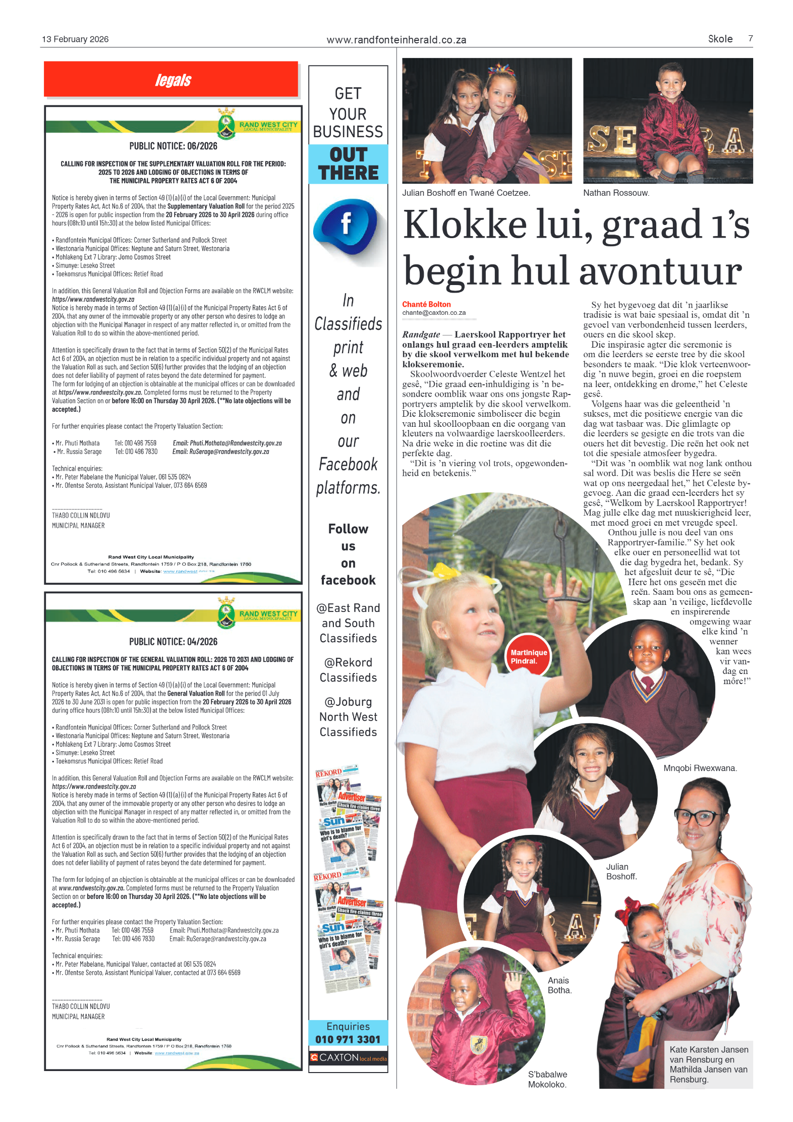Randfontein Herald 13 February 2026 page 7