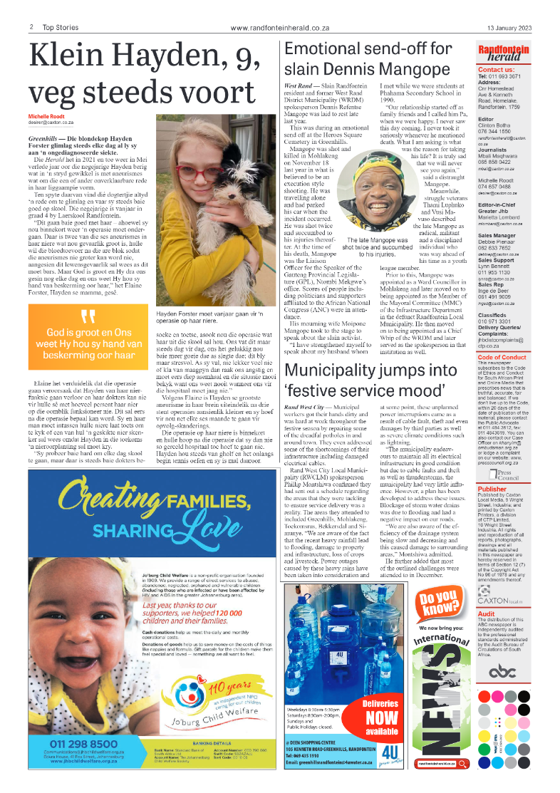 Randfontein Herald 13 January 2023 page 2