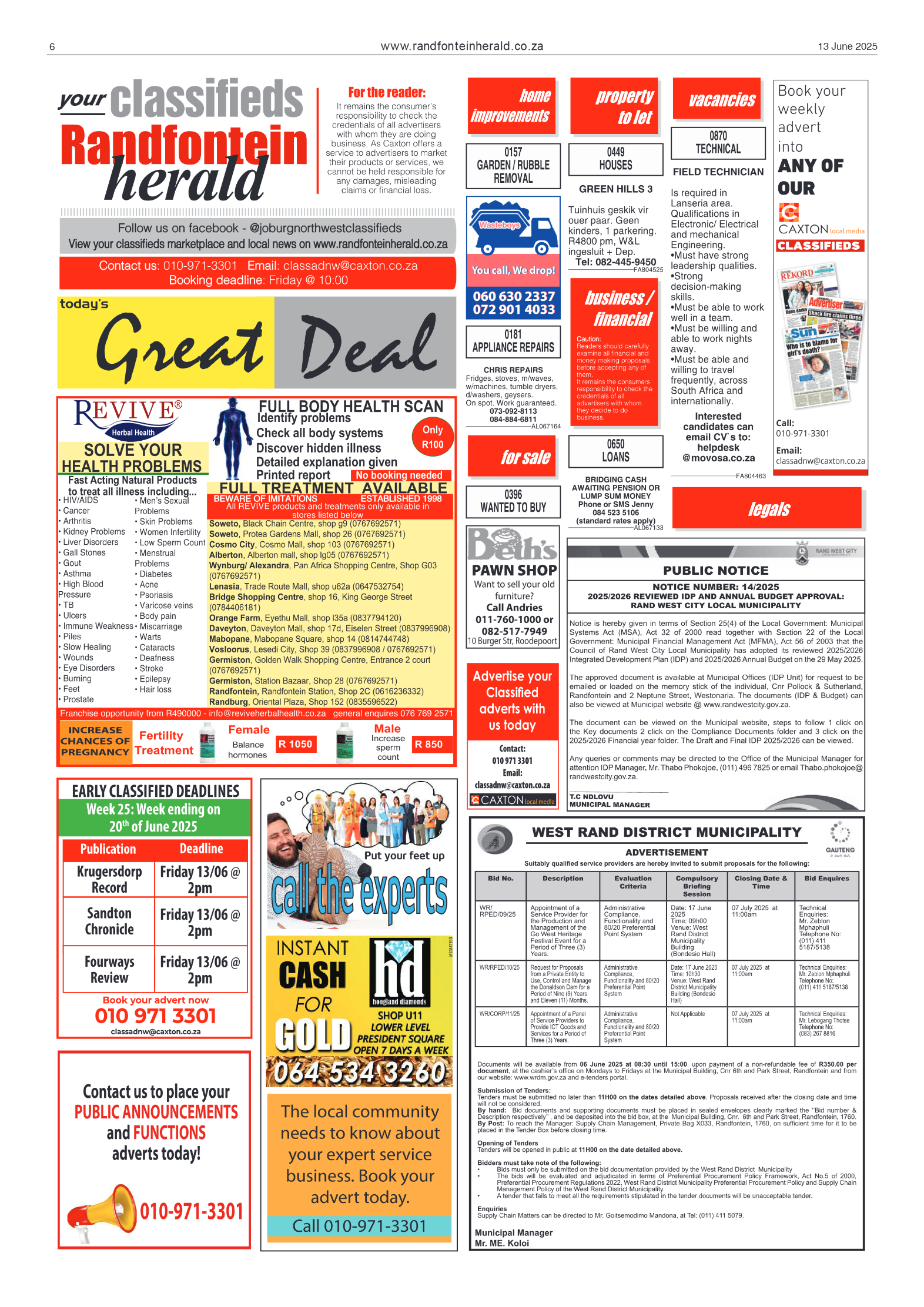 Randfontein Herald 13 June 2025 page 6