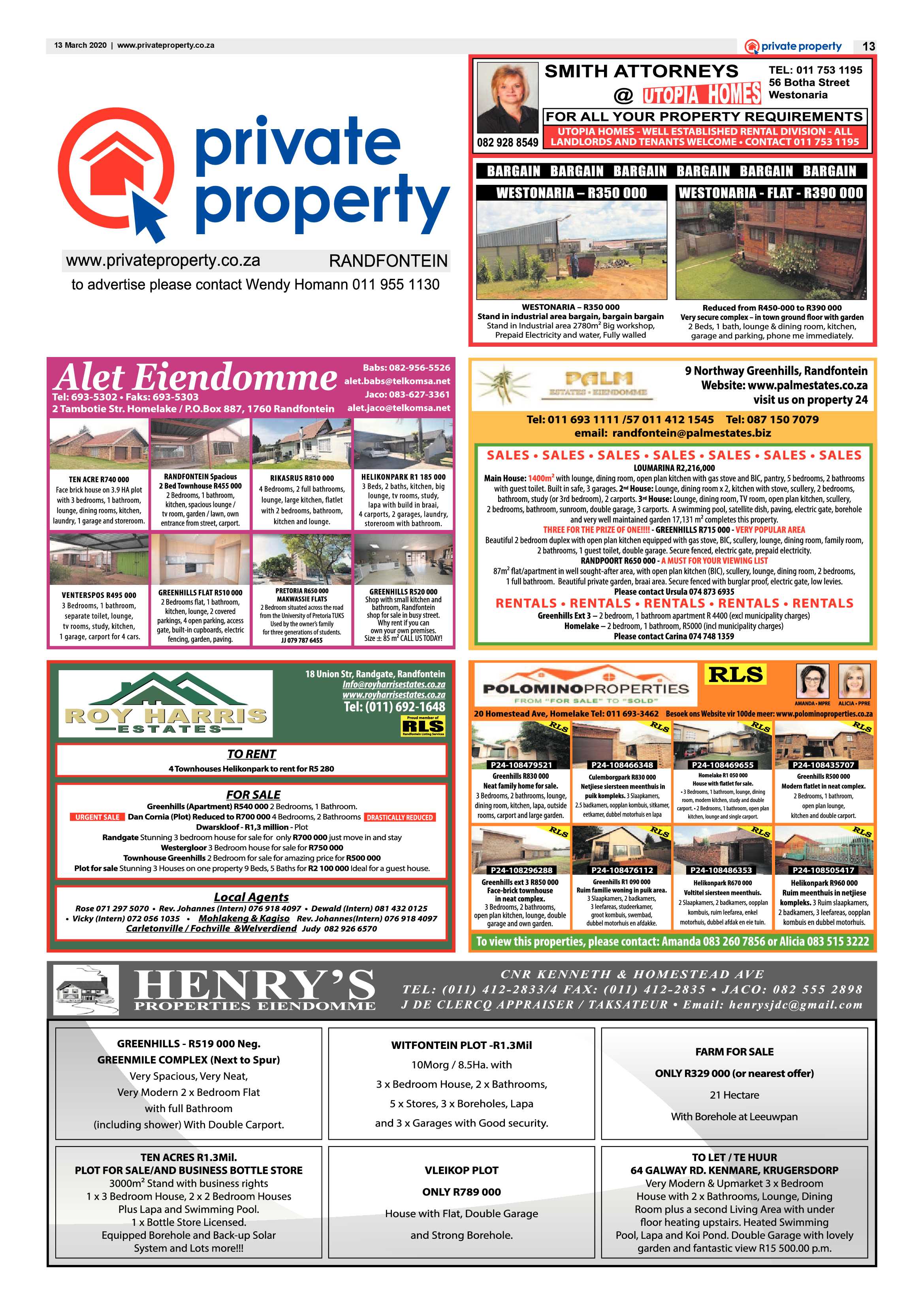 Randfontein Herald 13 March 2020 page 13