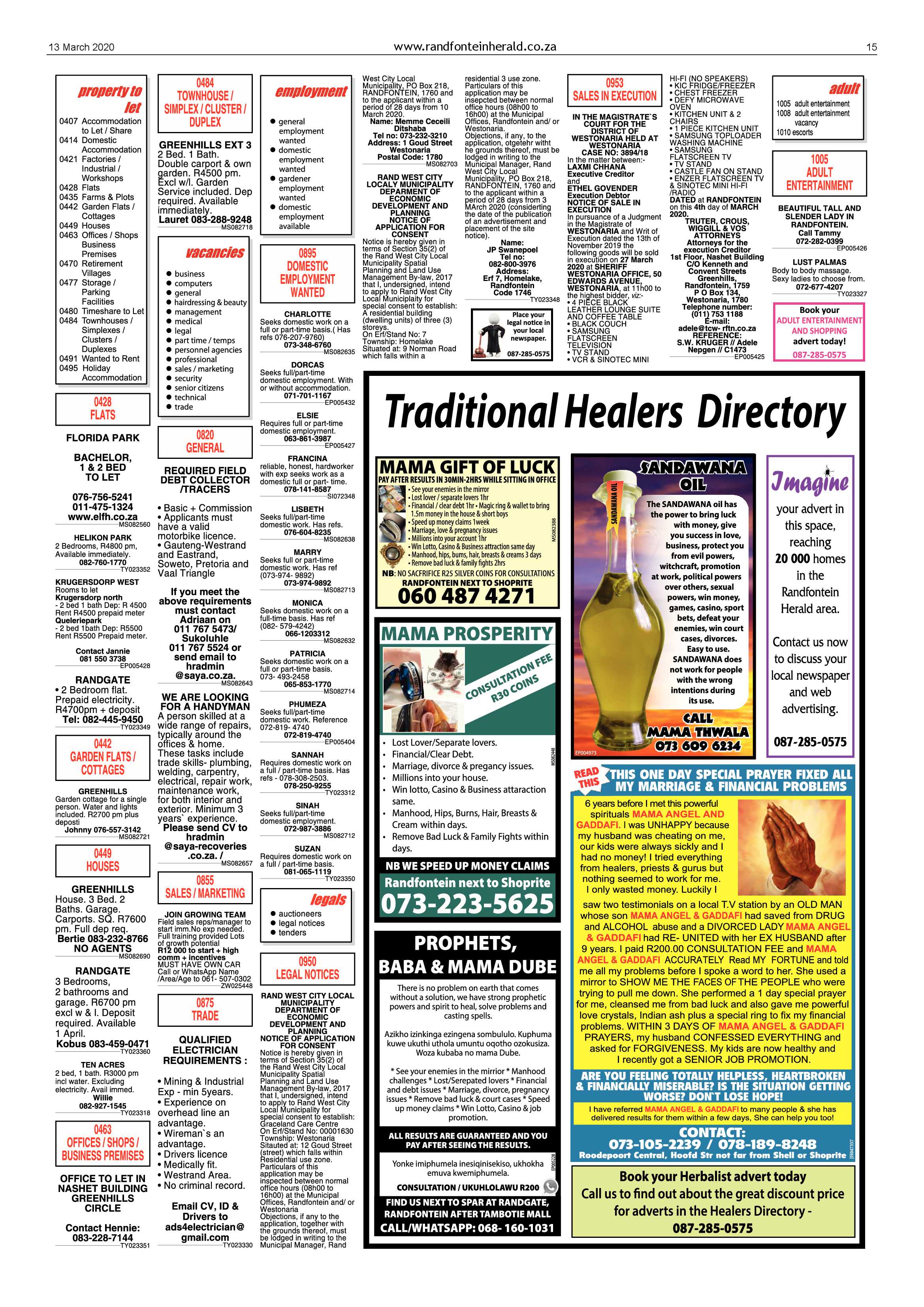 Randfontein Herald 13 March 2020 page 15