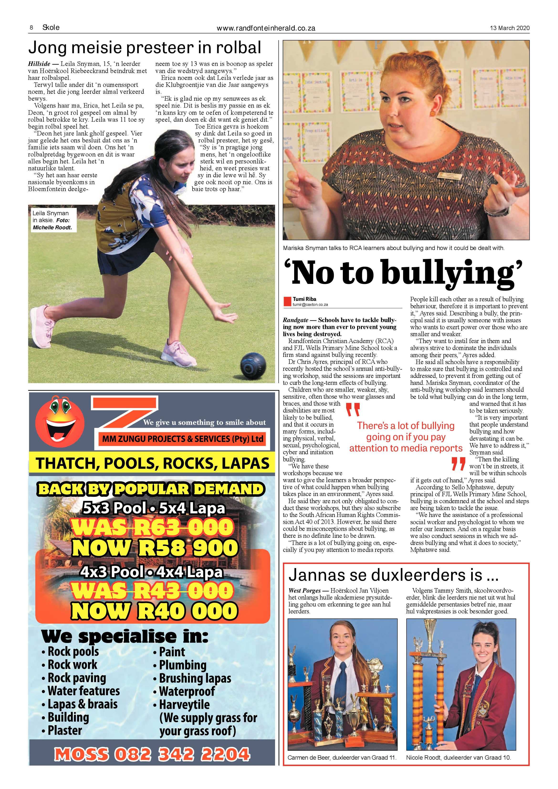 Randfontein Herald 13 March 2020 page 8