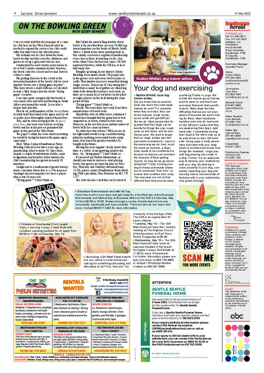 Randfontein Herald 13 May 2022 page 4