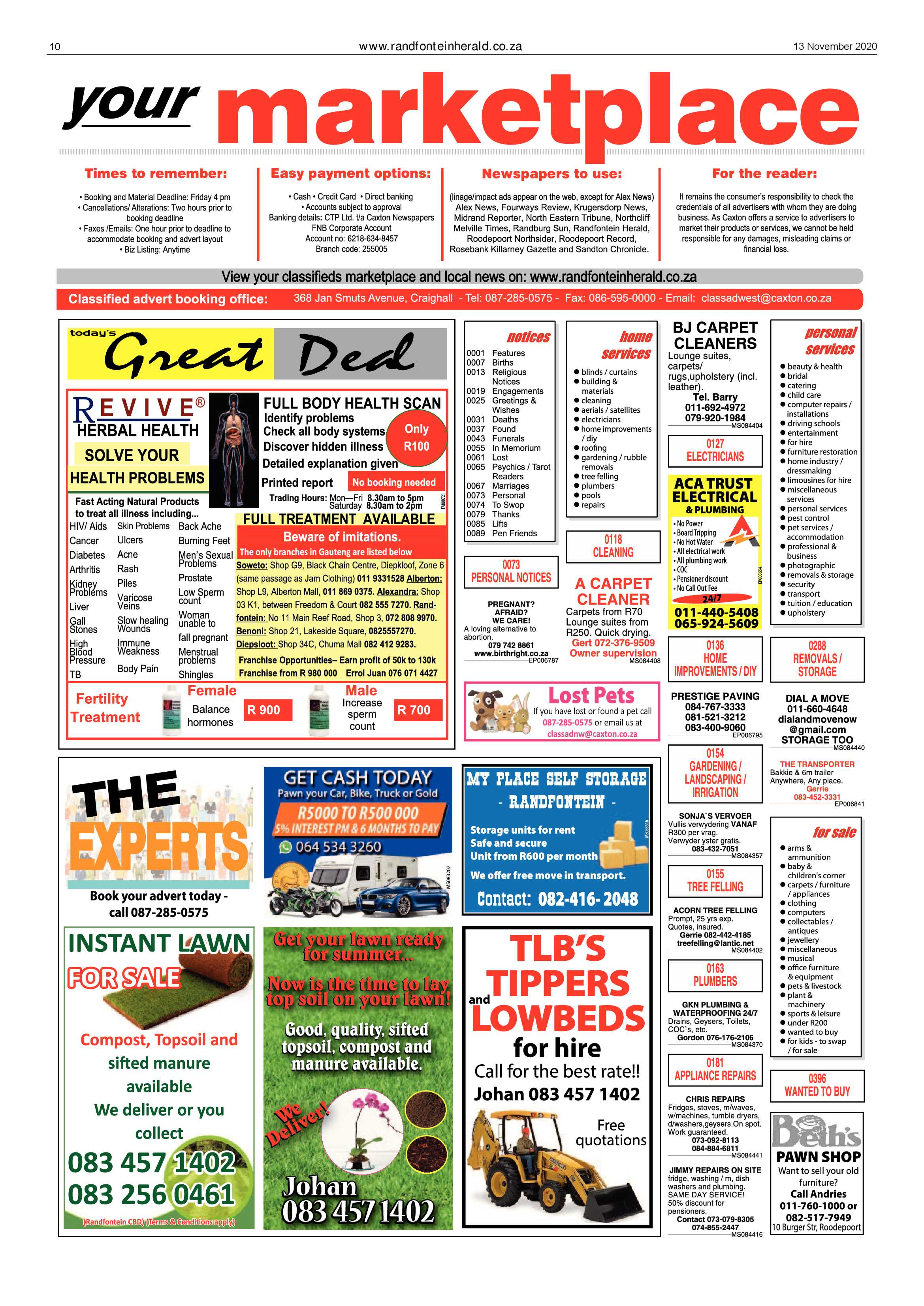 Randfontein Herald 13 November 2020 page 10