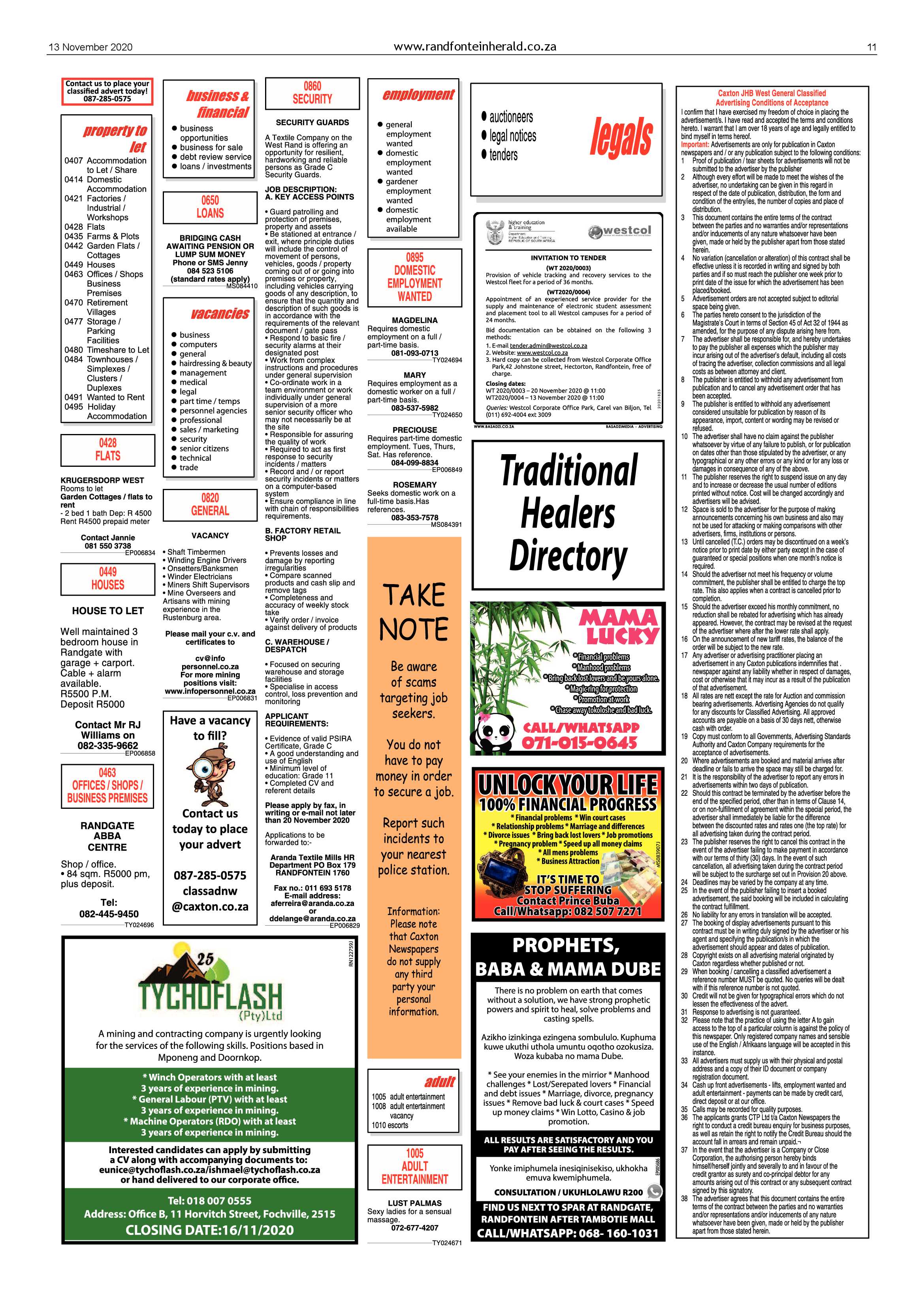Randfontein Herald 13 November 2020 page 11