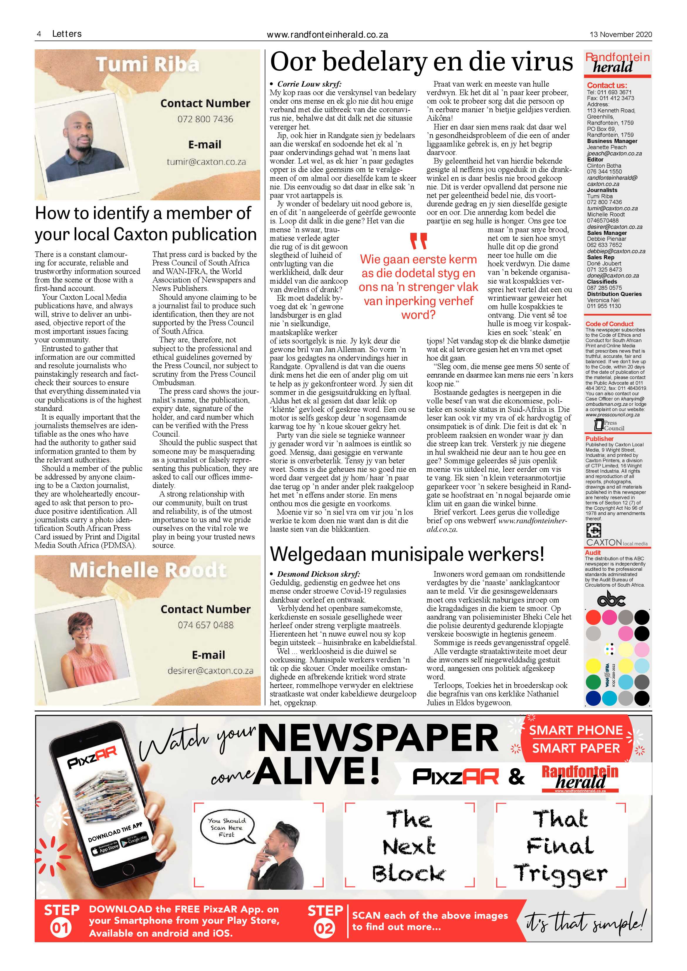 Randfontein Herald 13 November 2020 page 4
