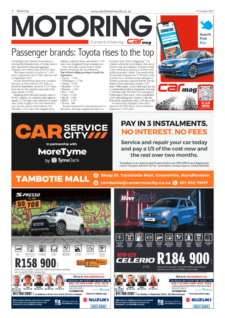 Randfontein Herald 13 October 2023 page 6