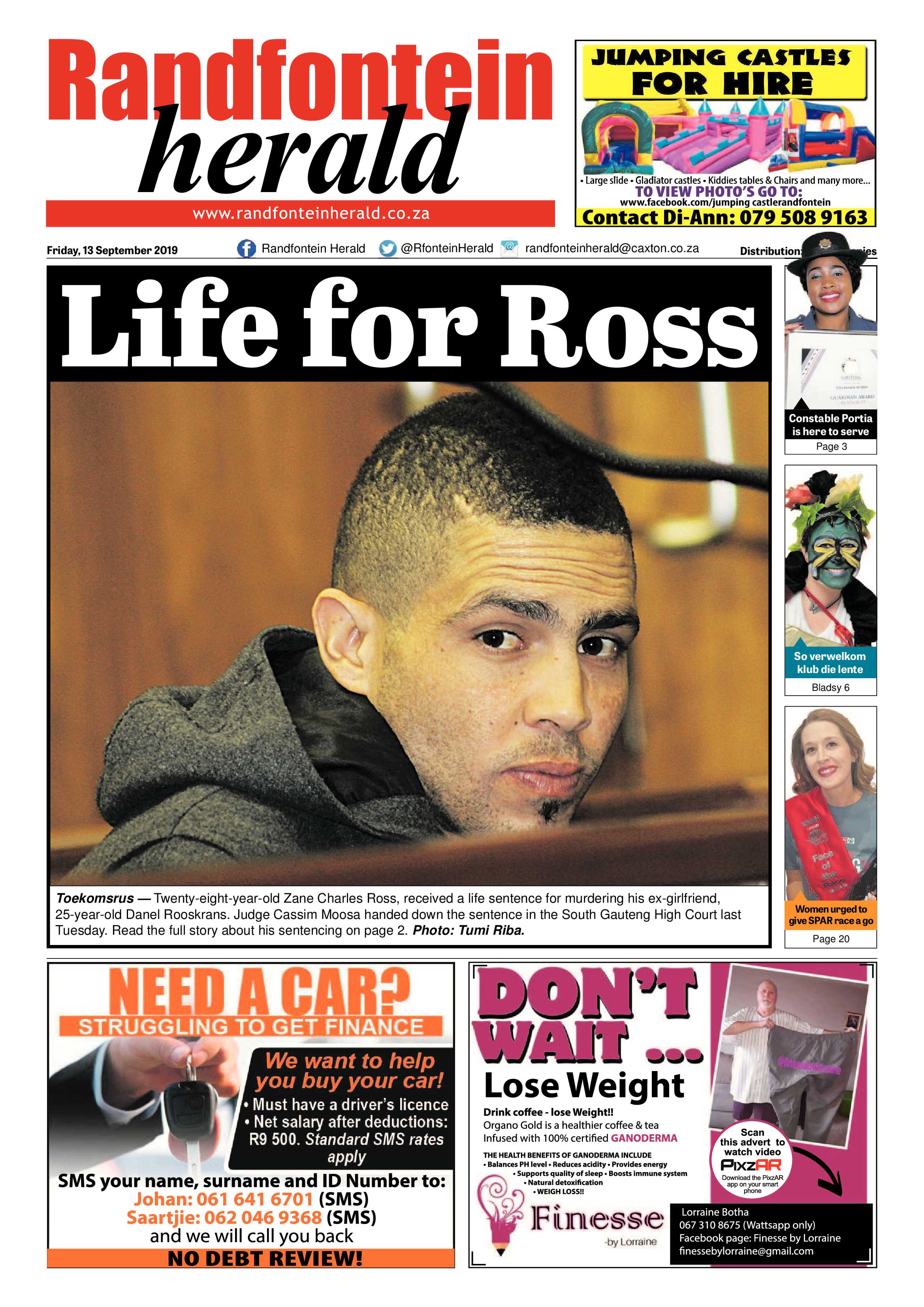 Randfontein Herald 13 September 2019 page 1