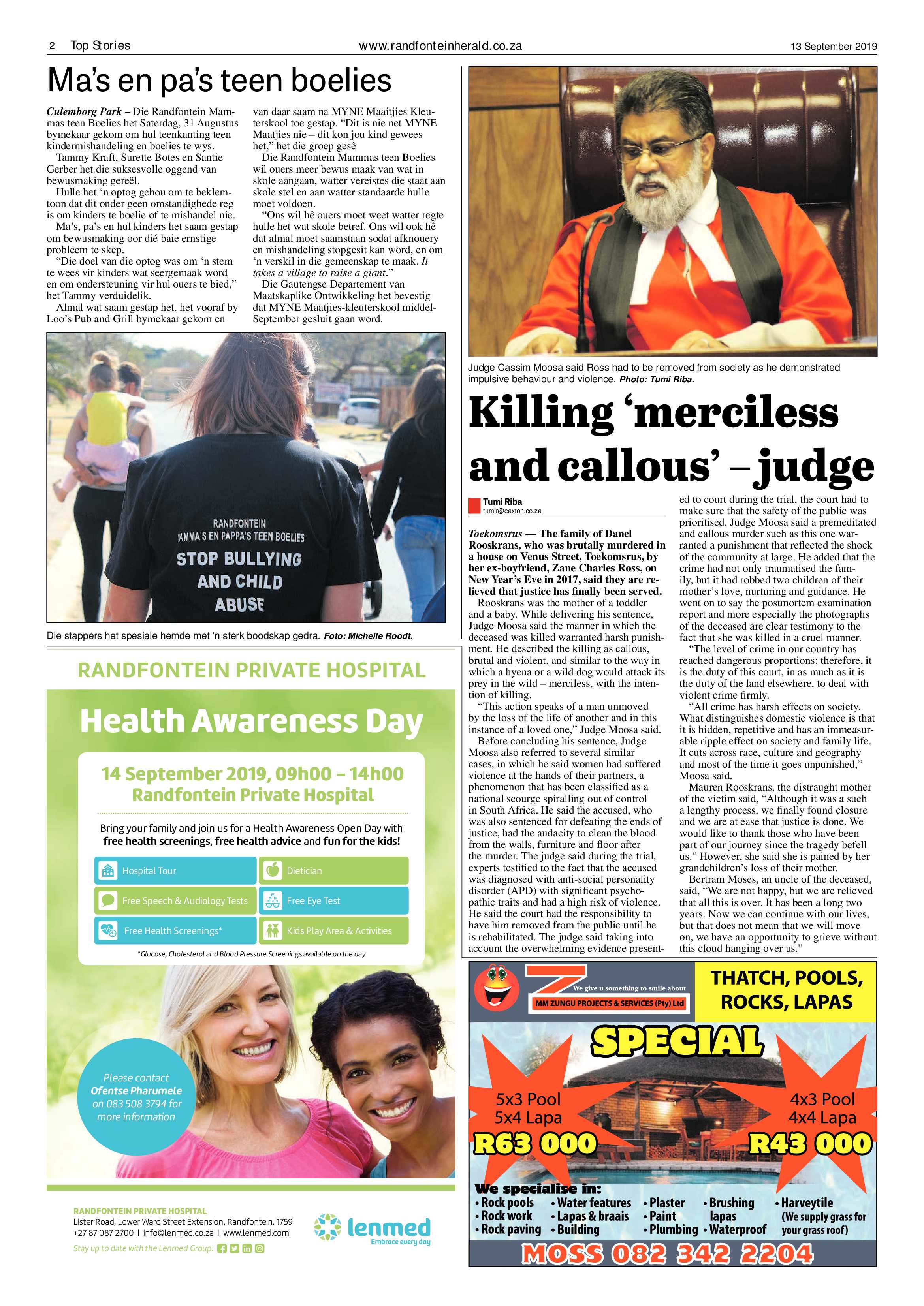 Randfontein Herald 13 September 2019 page 2