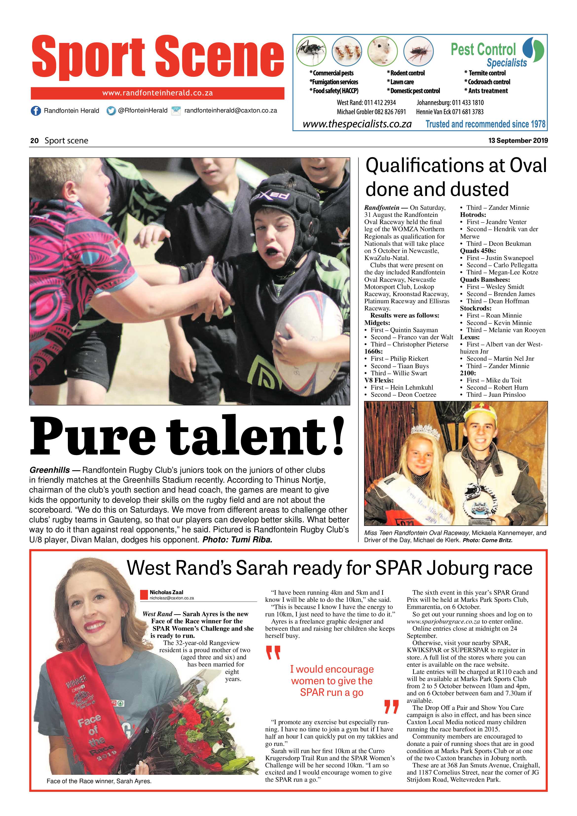 Randfontein Herald 13 September 2019 page 20