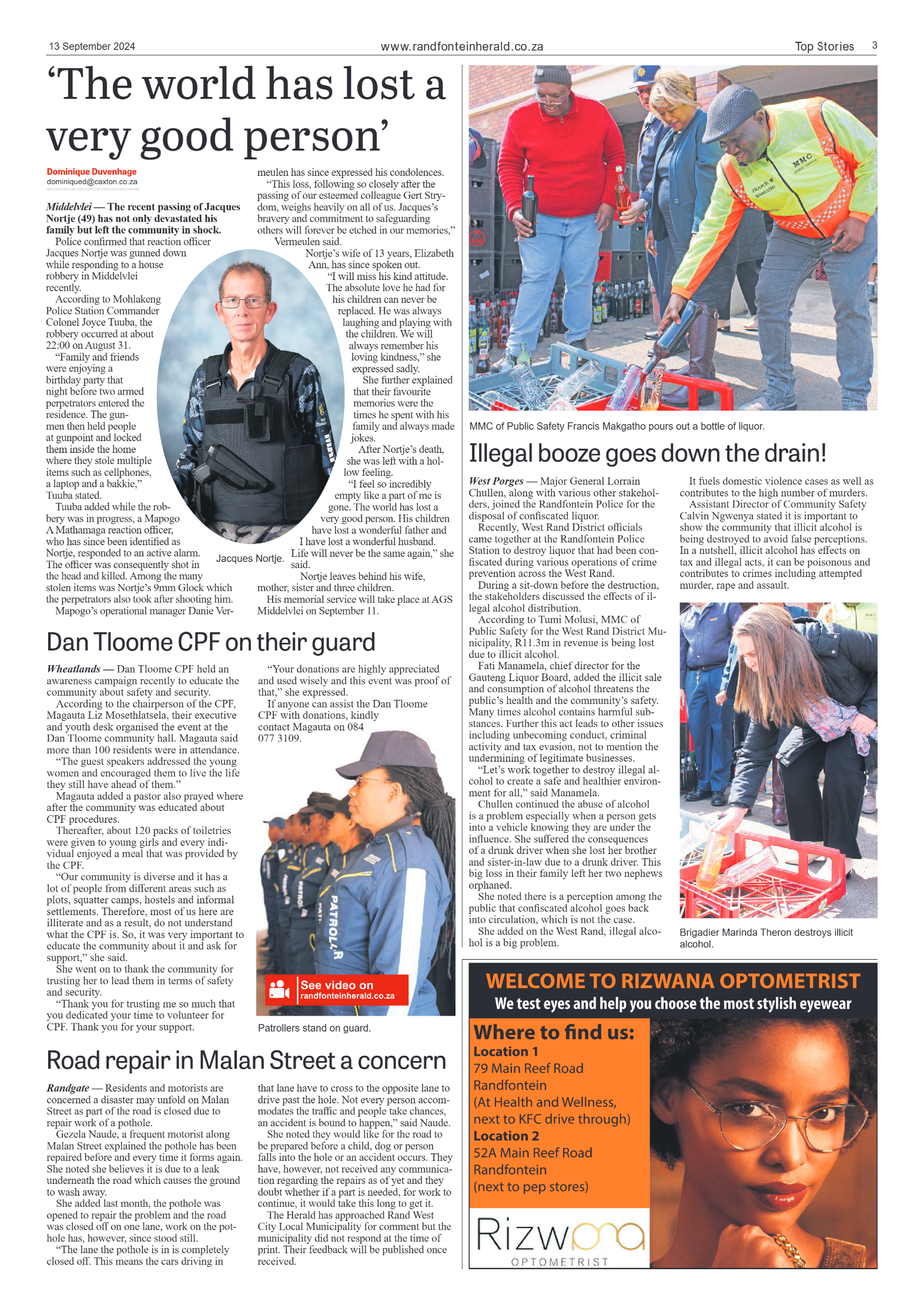 Randfontein Herald 13 September 2024 page 3