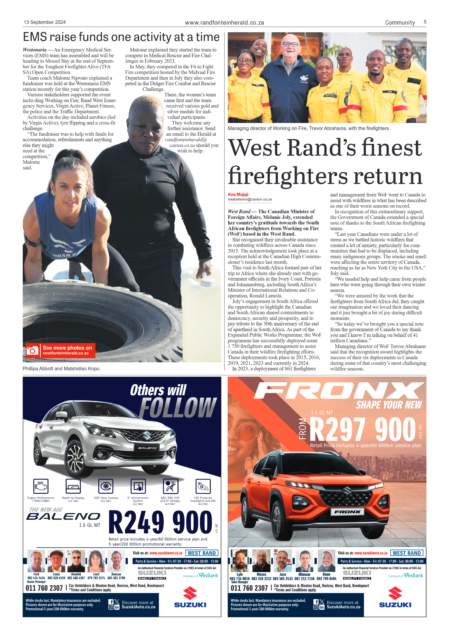 Randfontein Herald 13 September 2024 page 5