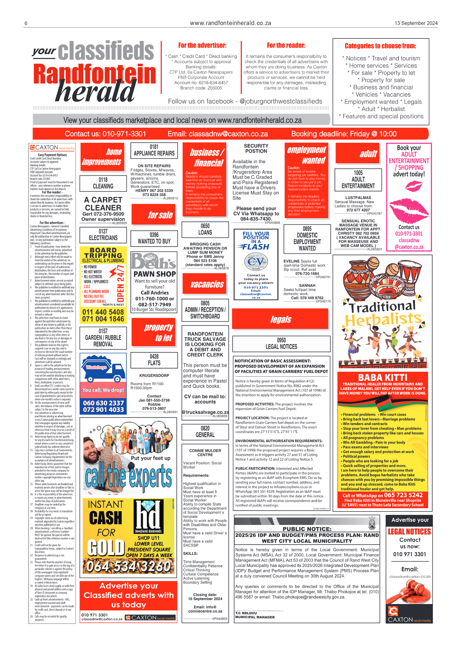 Randfontein Herald 13 September 2024 page 6