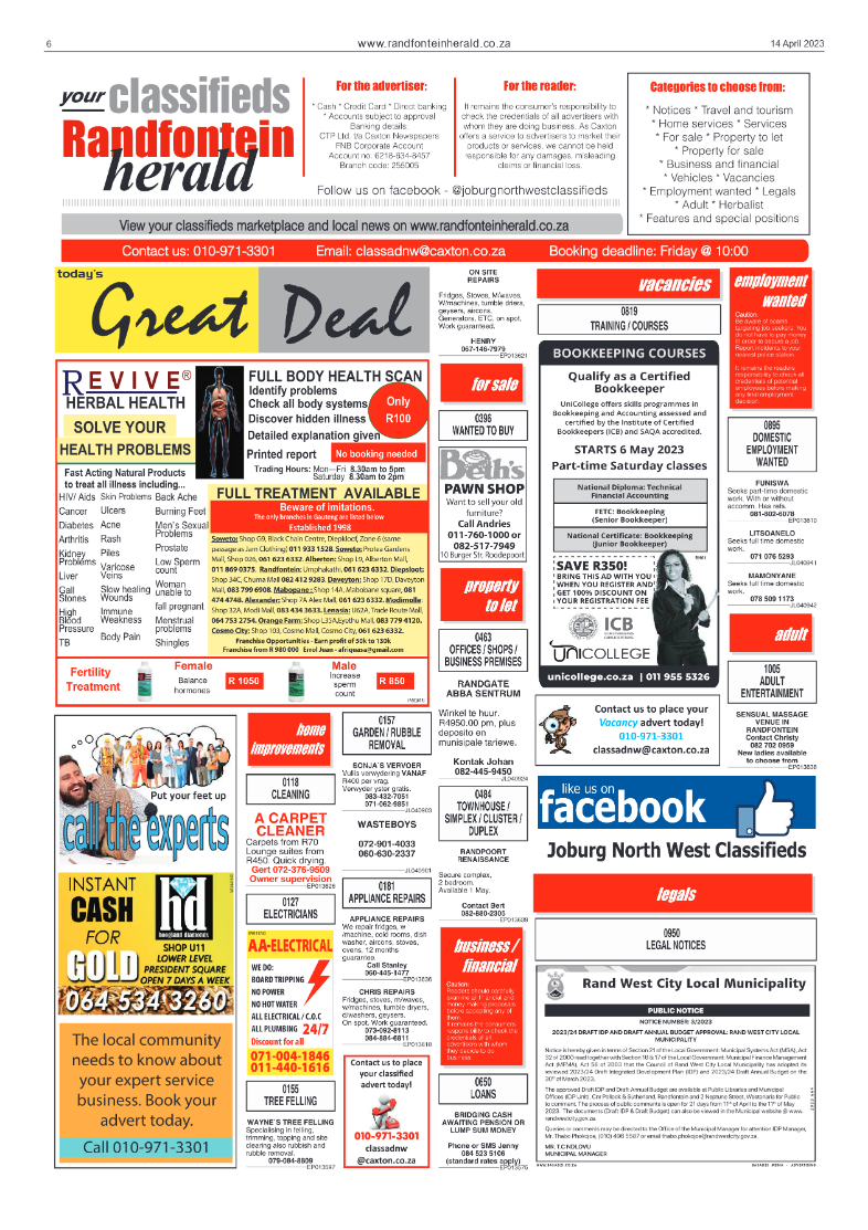 Randfontein Herald 14 April 2023 page 6