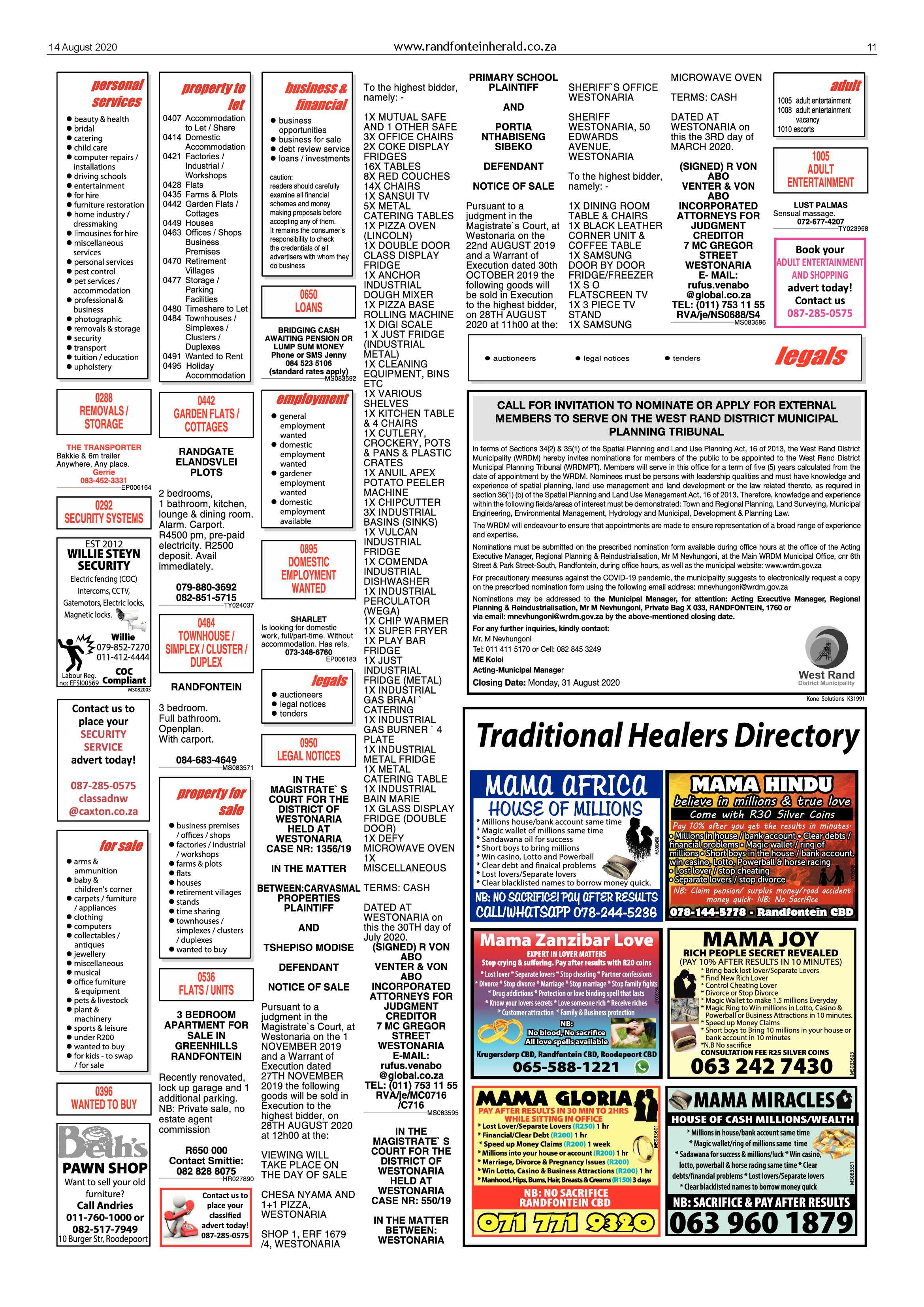 Randfontein Herald 14 August 2020 page 11