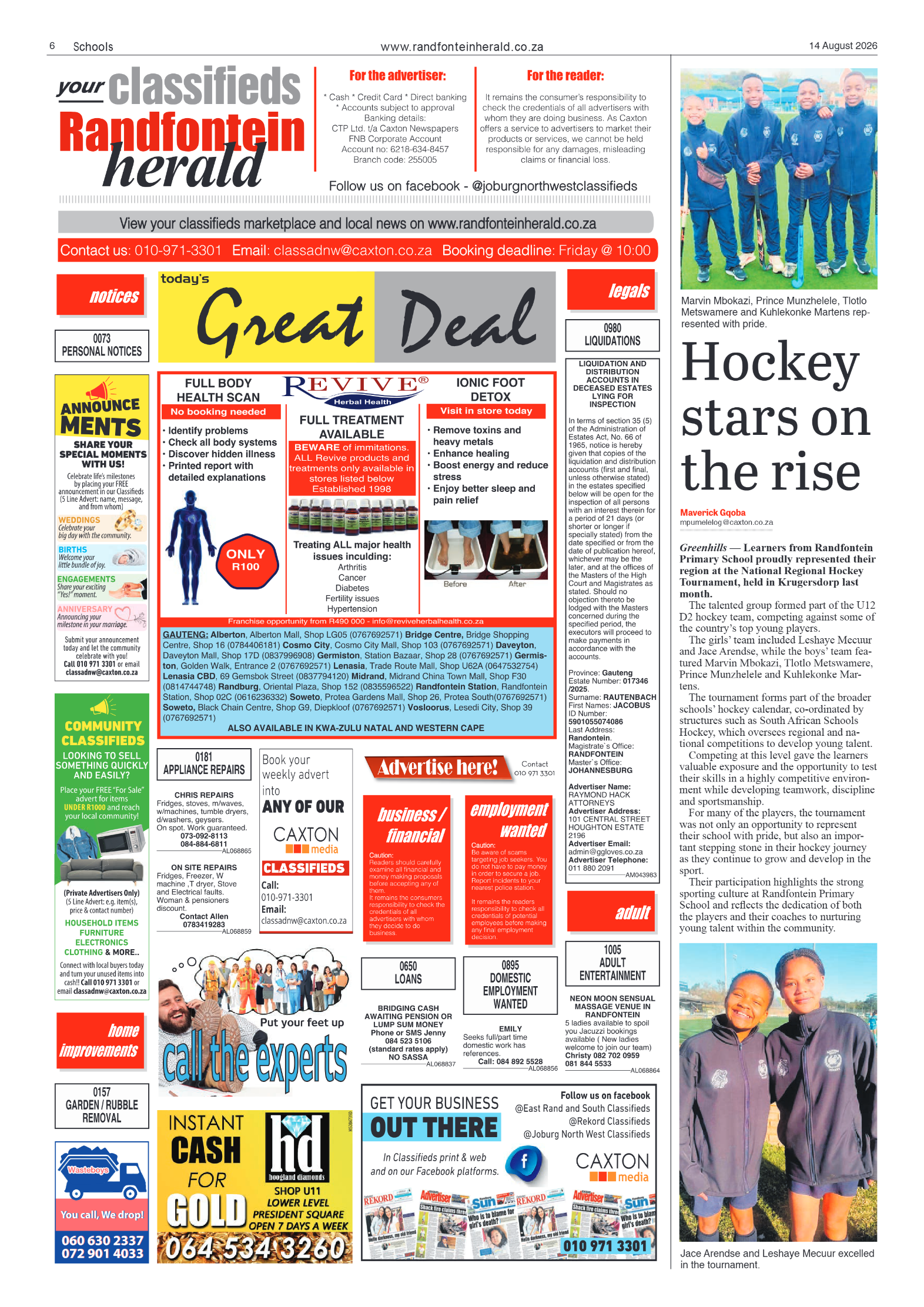 Randfontein Herald 14 August 2026 page 6
