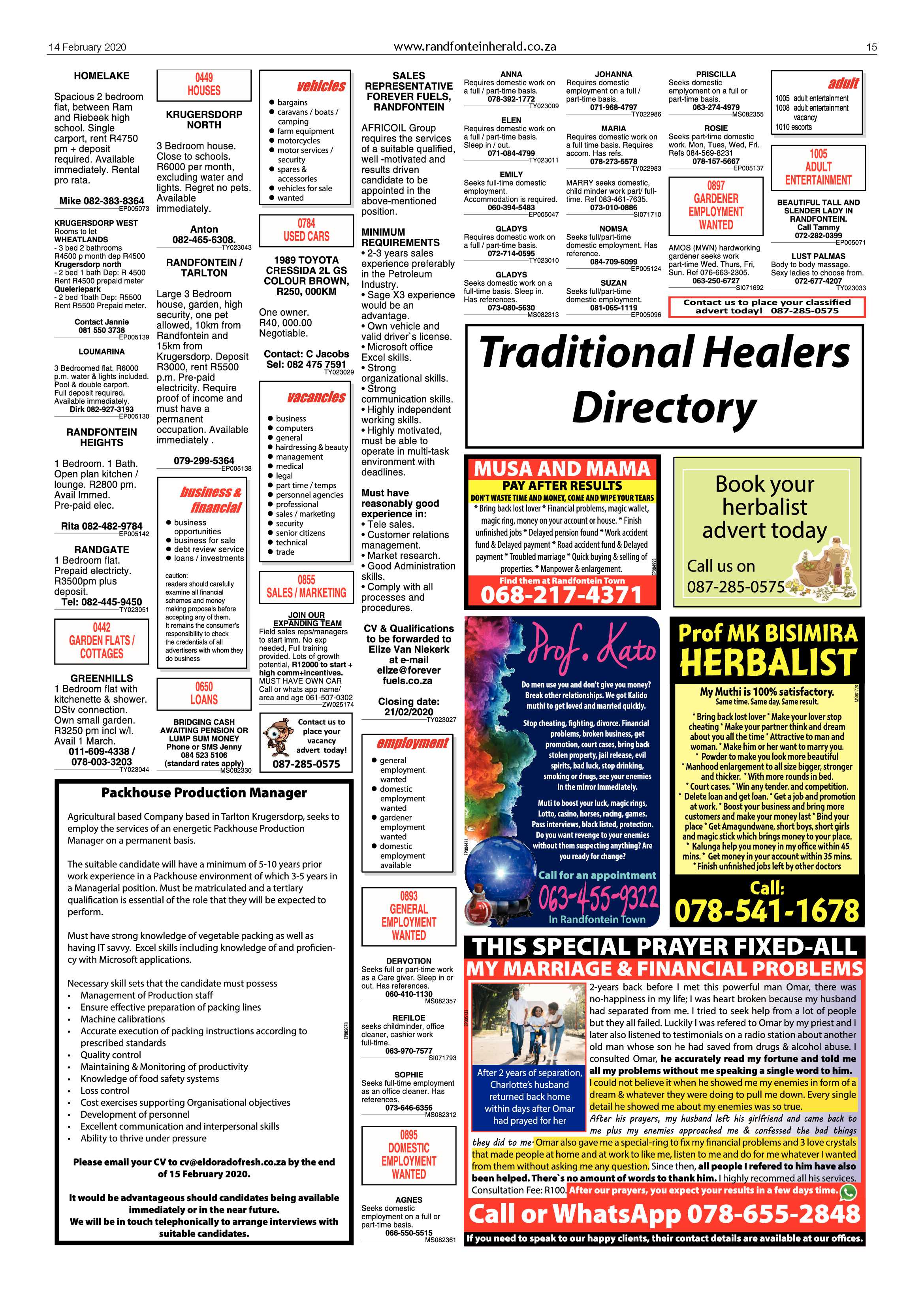 Randfontein Herald 14 February 2020 page 15