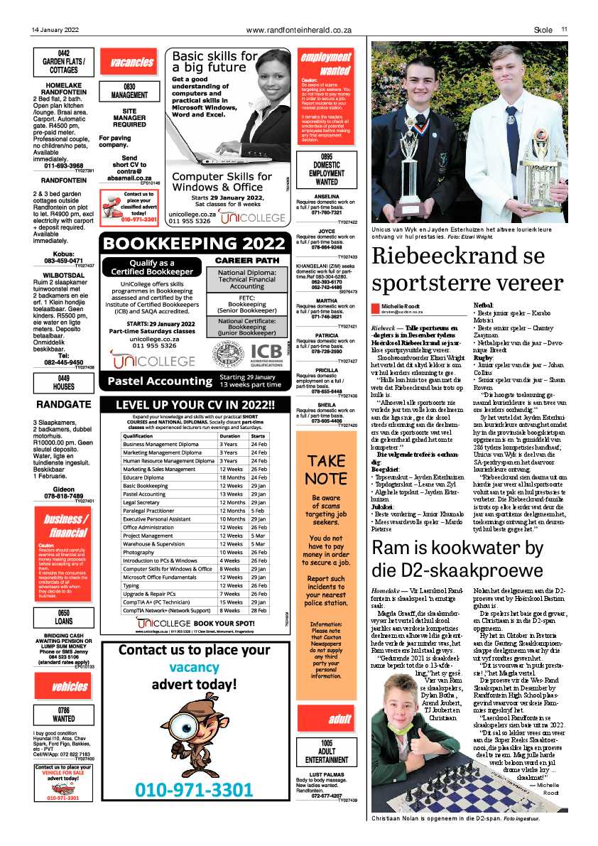 Randfontein Herald 14 January 2022 page 11