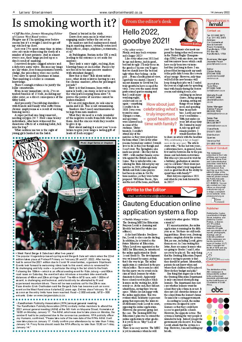 Randfontein Herald 14 January 2022 page 4