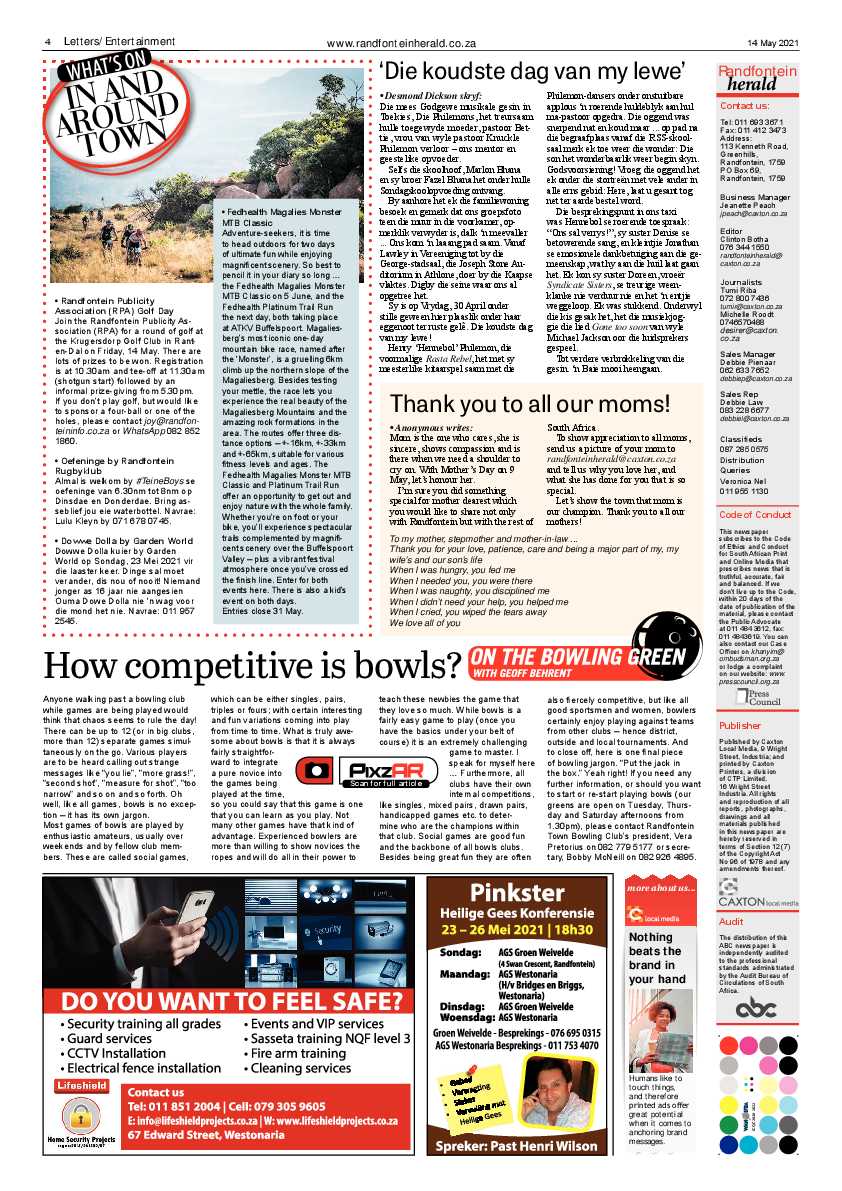 Randfontein Herald 14 May 2021 page 4