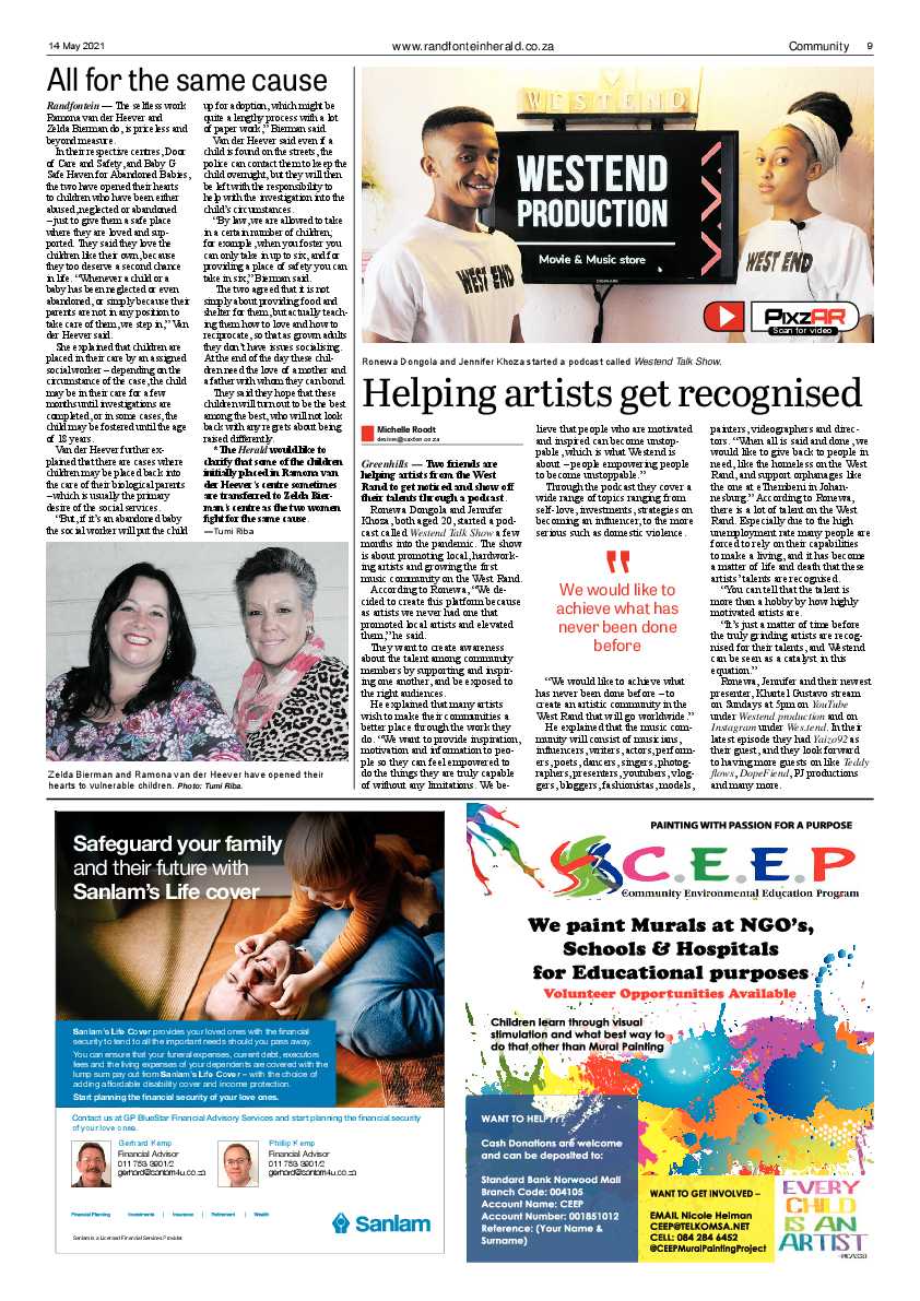 Randfontein Herald 14 May 2021 page 9