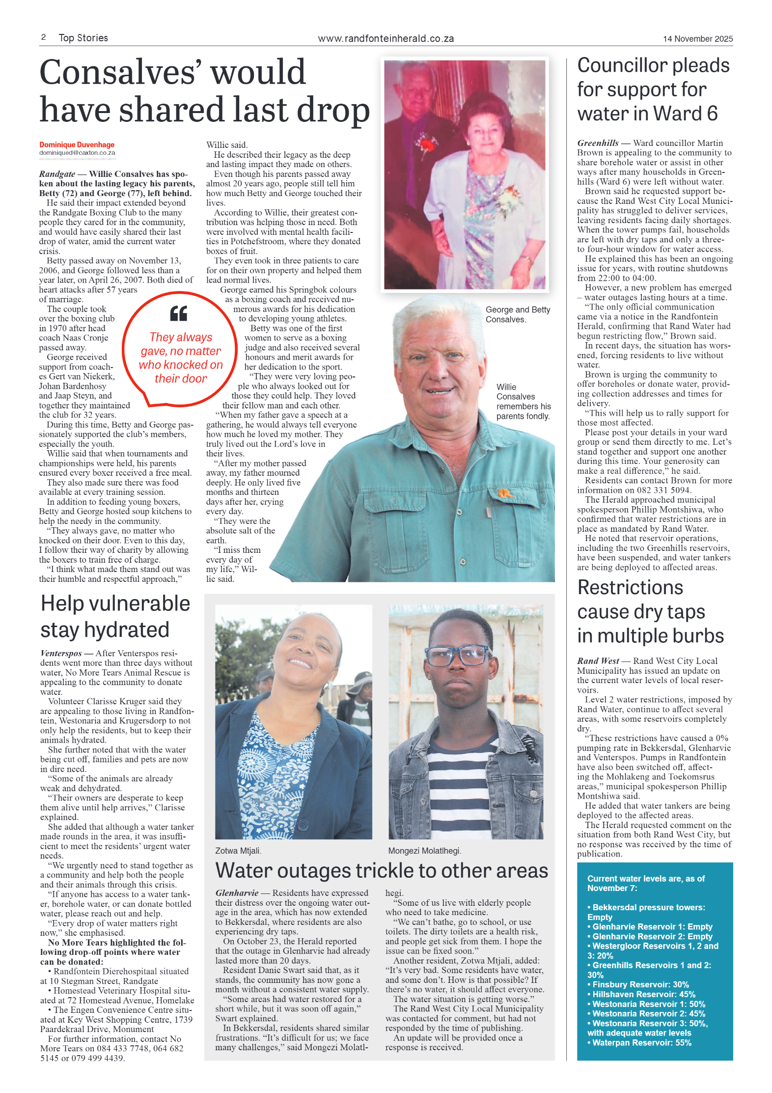 Randfontein Herald 14 November 2025 page 2