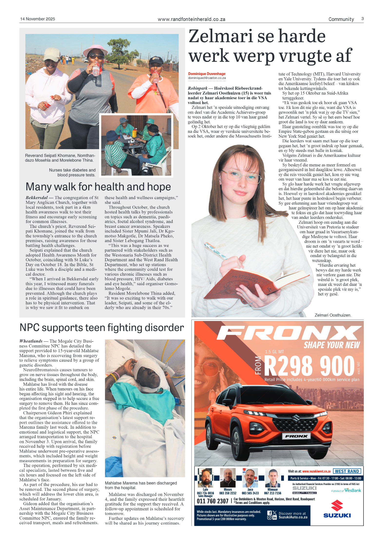 Randfontein Herald 14 November 2025 page 3