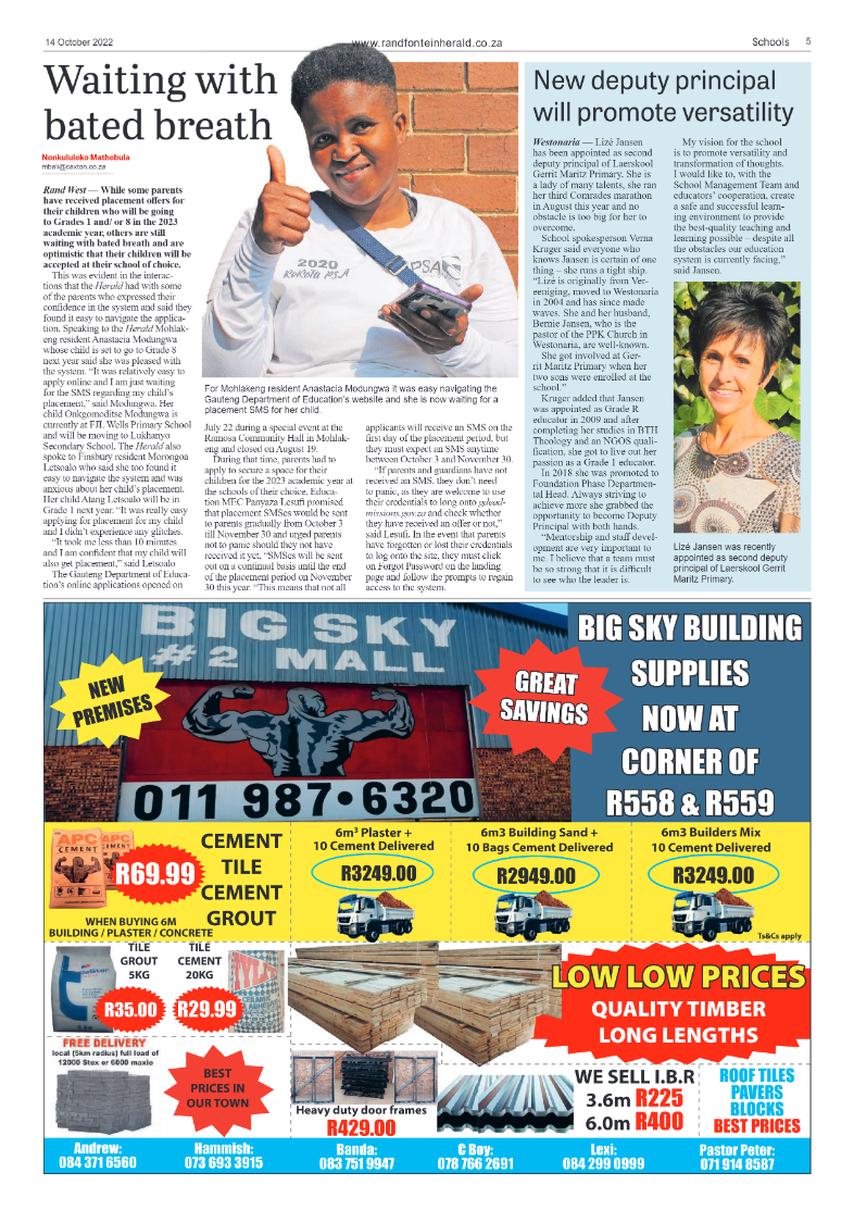 Randfontein Herald 14 October 2022 page 5