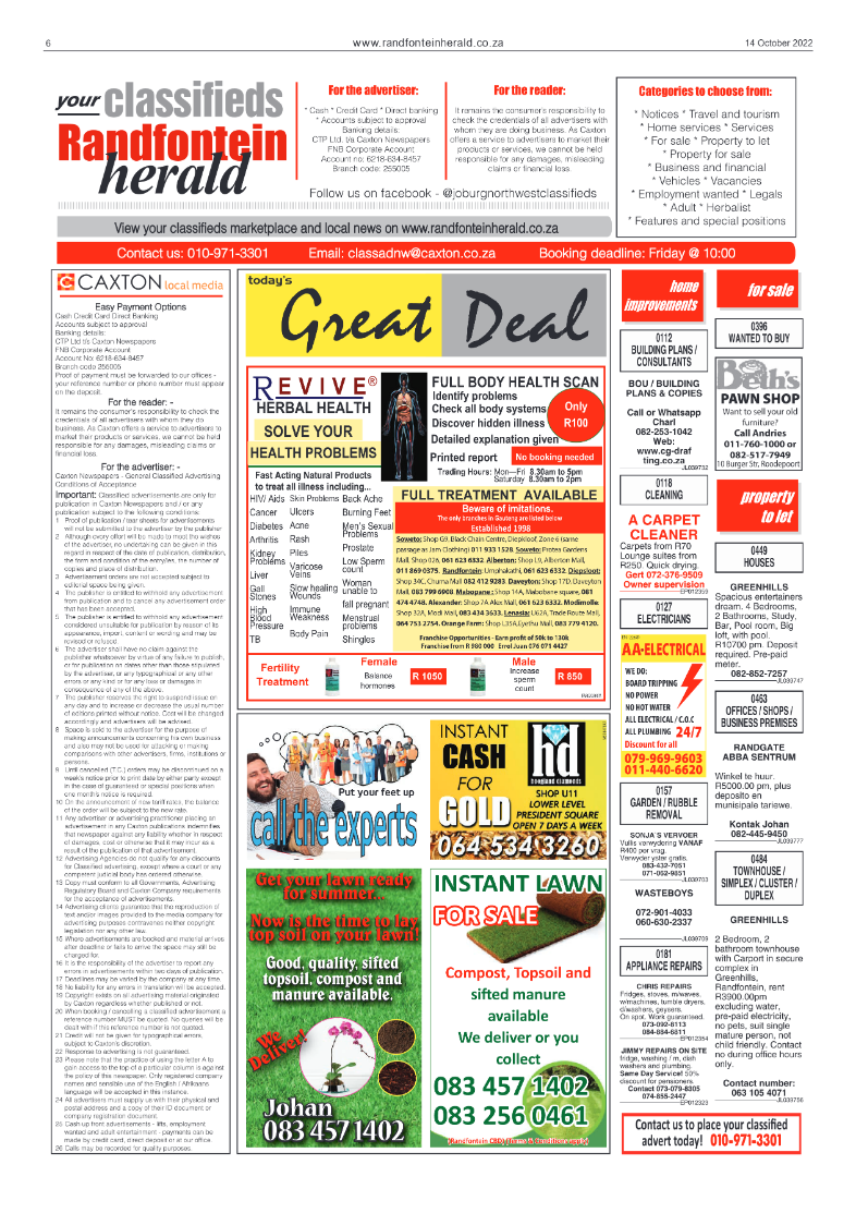 Randfontein Herald 14 October 2022 page 6