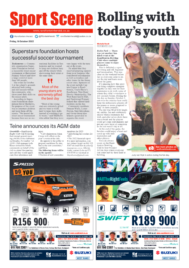 Randfontein Herald 14 October 2022 page 8