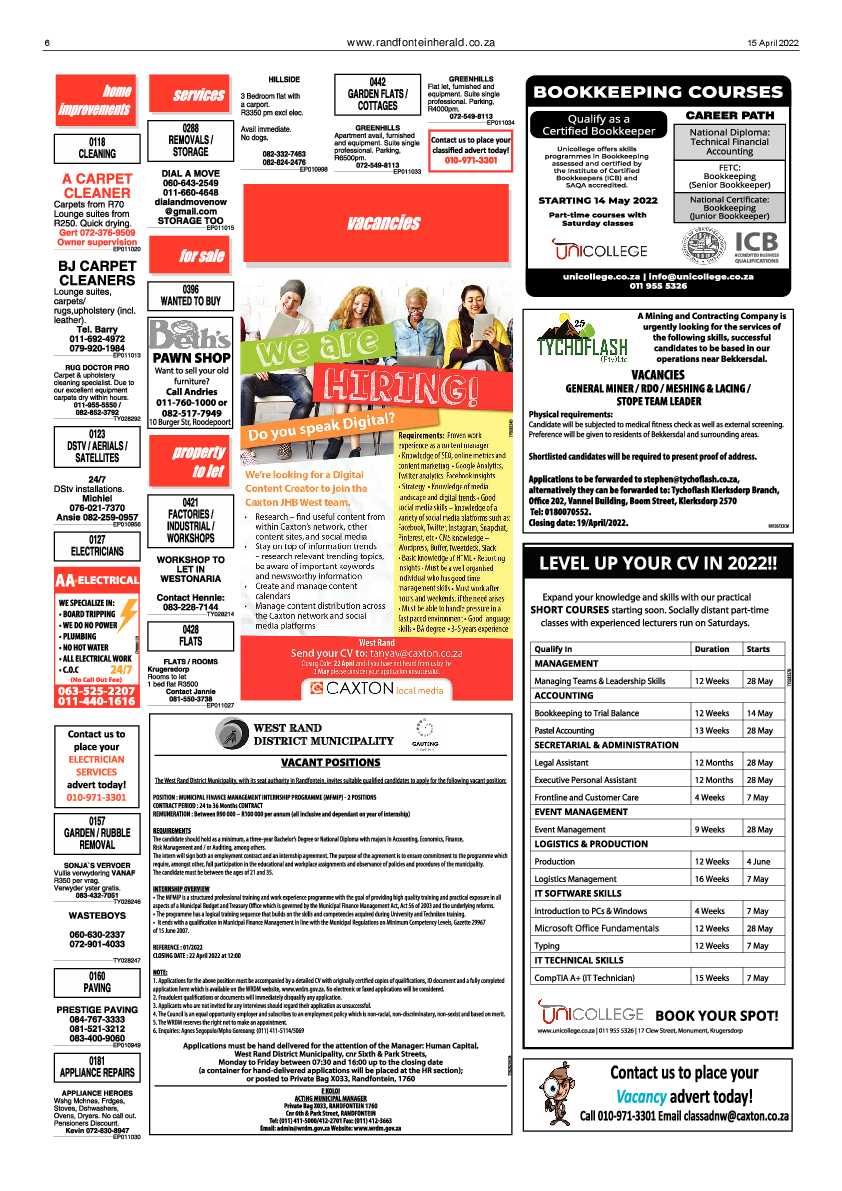Randfontein Herald 15 April 2022 page 6