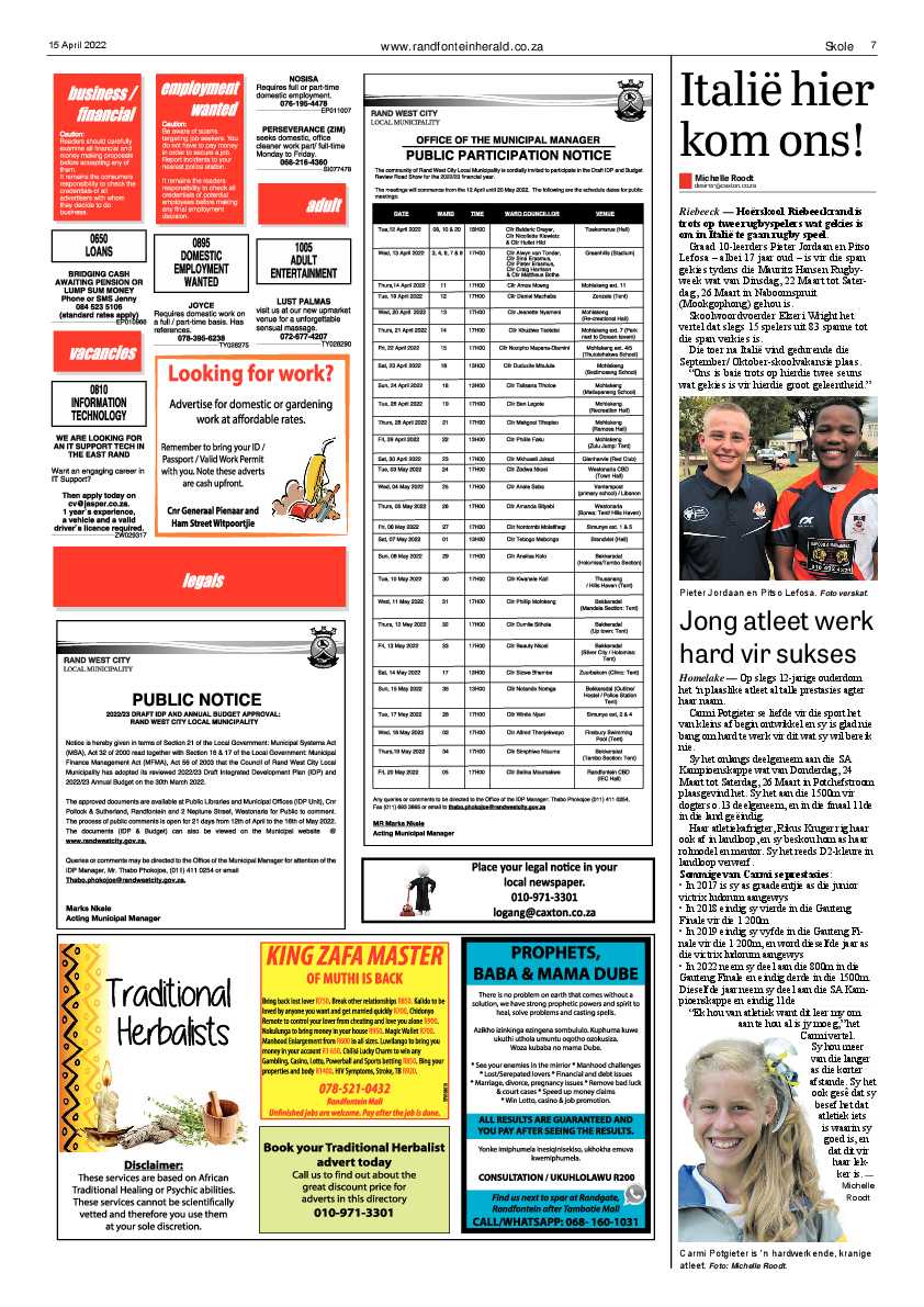 Randfontein Herald 15 April 2022 page 7