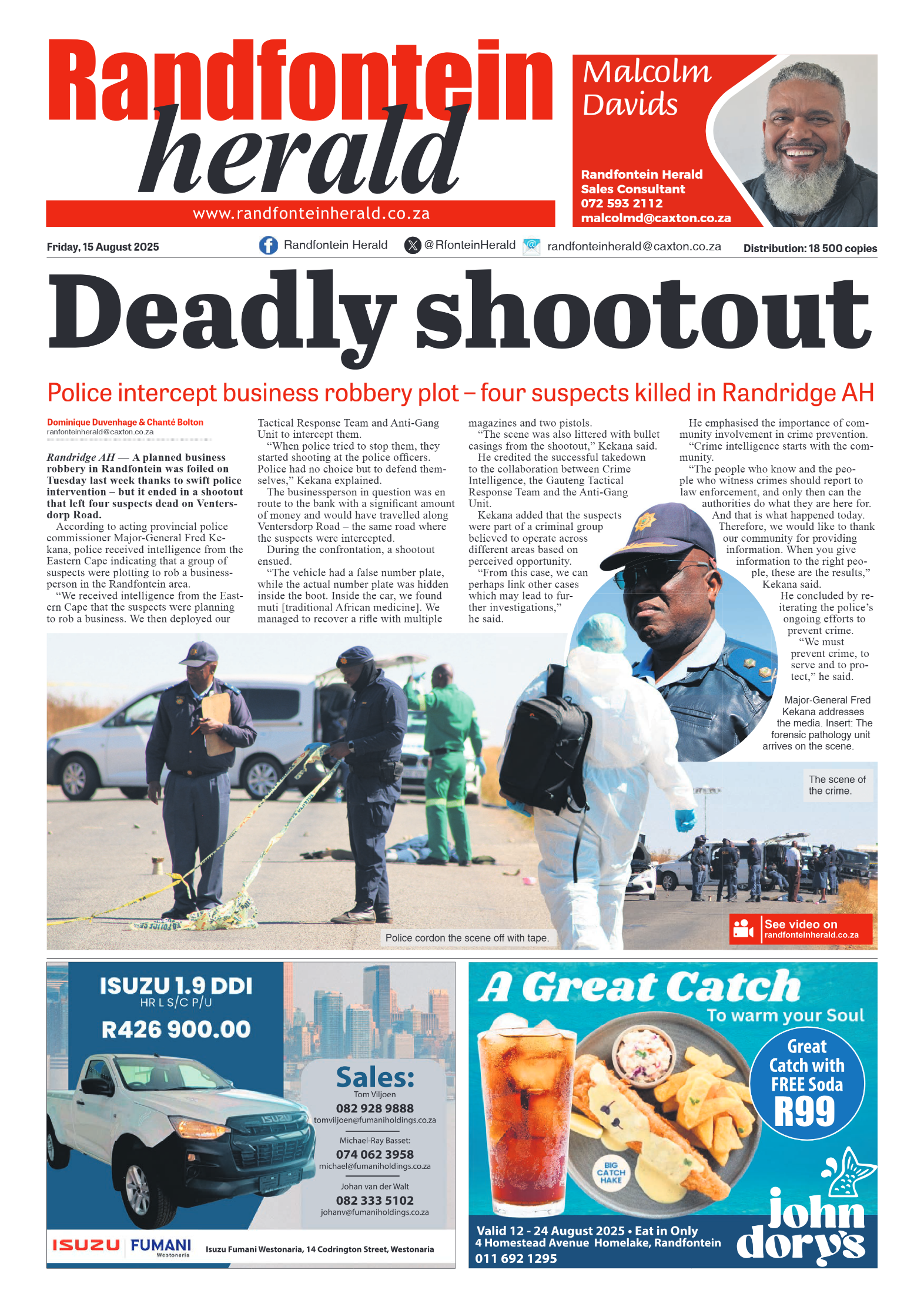 Randfontein Herald 15 August 2025 page 1