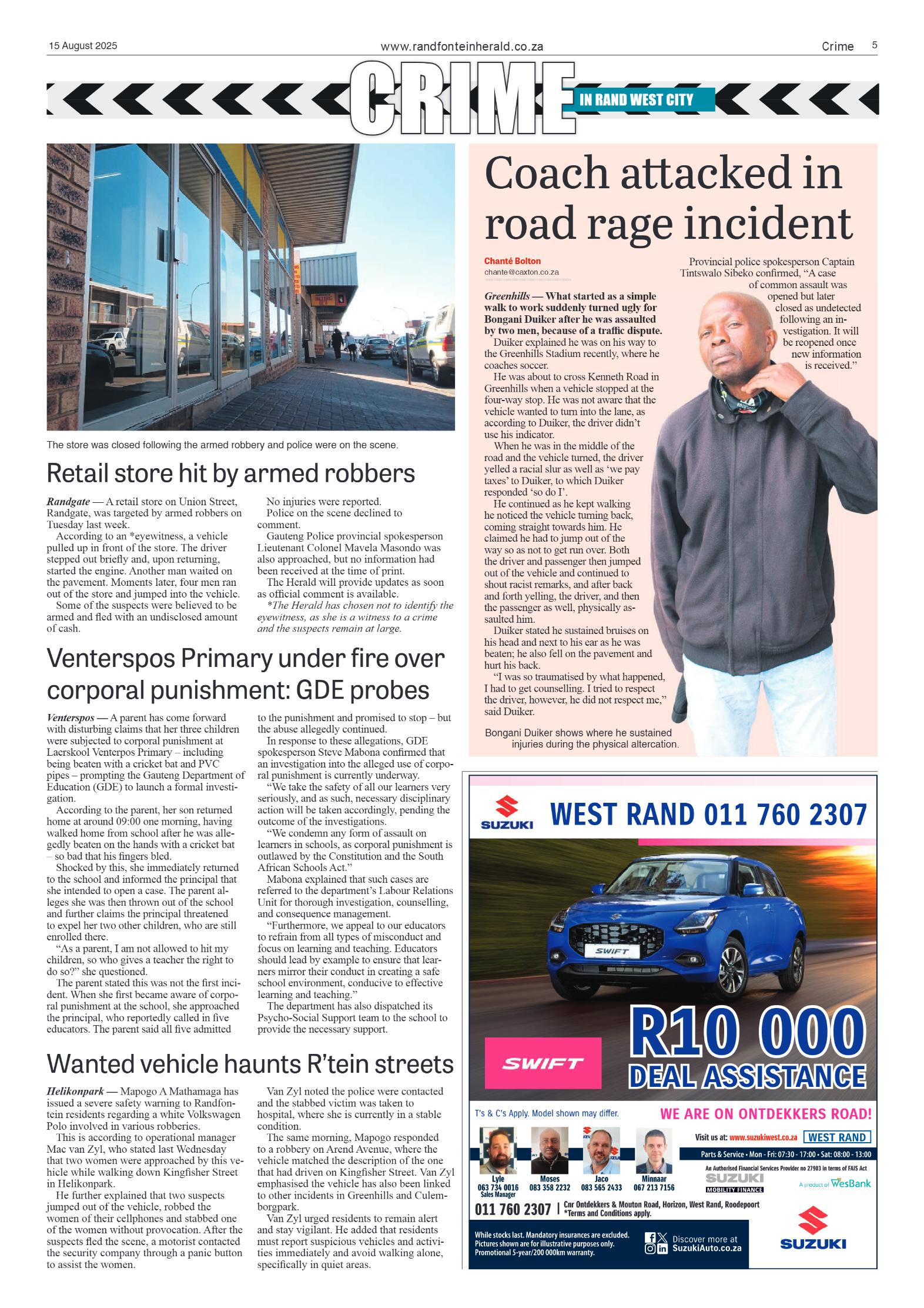 Randfontein Herald 15 August 2025 page 5
