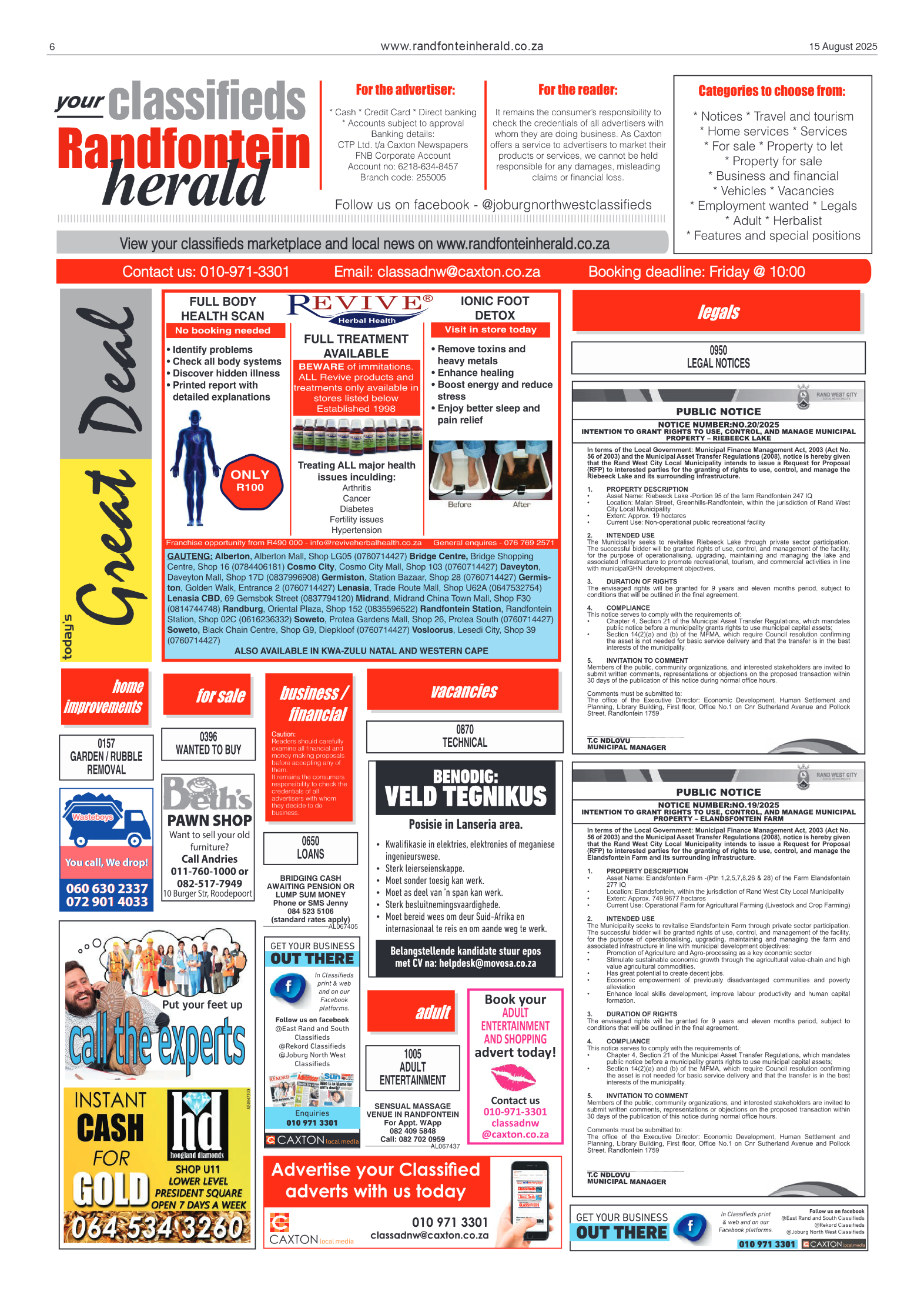 Randfontein Herald 15 August 2025 page 6
