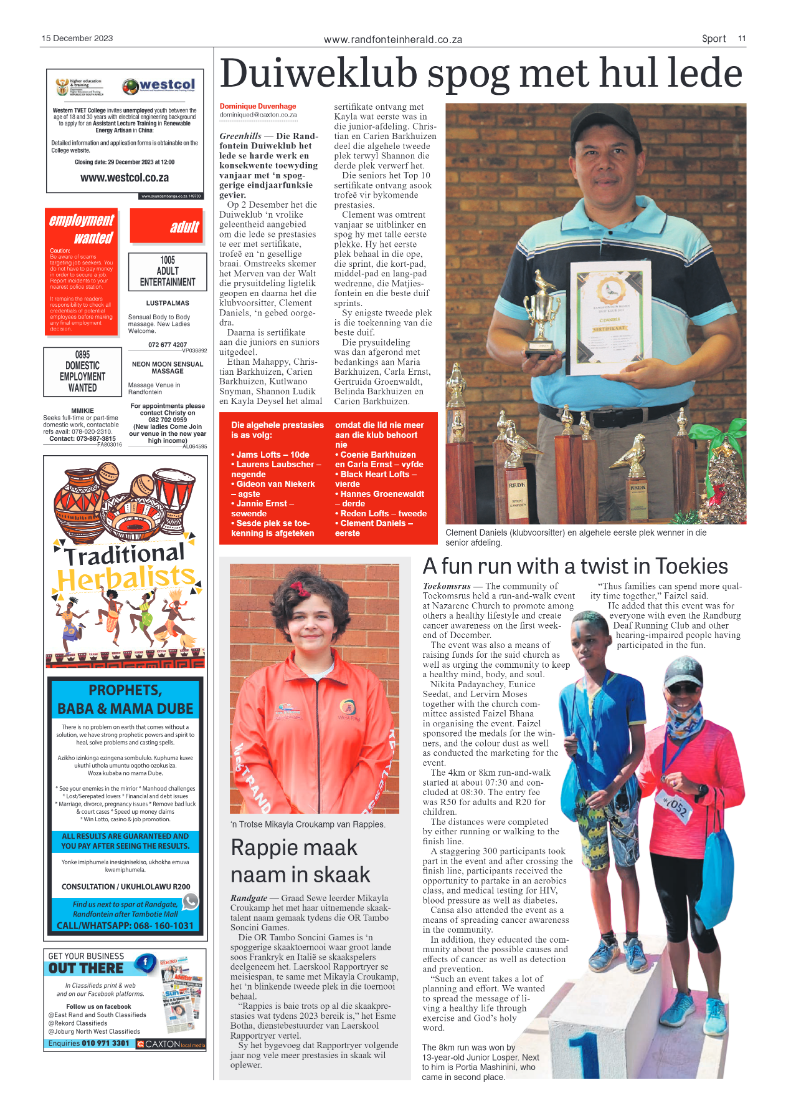 Randfontein Herald 15 December 2023 page 11