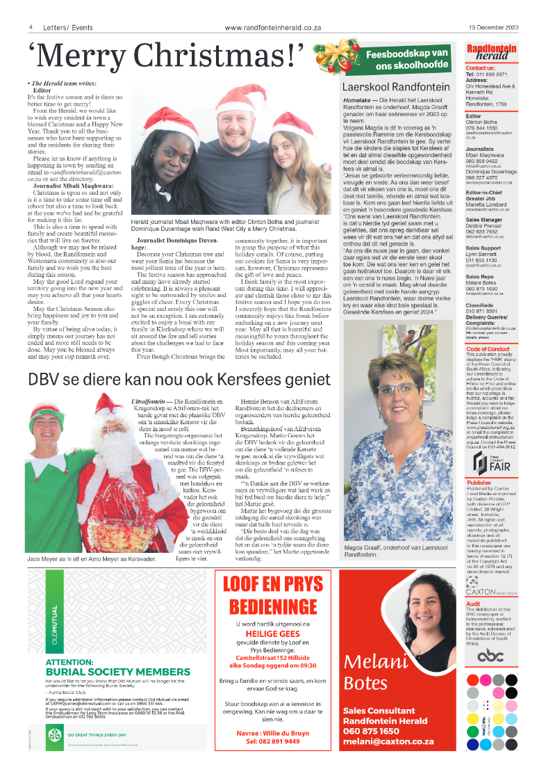 Randfontein Herald 15 December 2023 page 4
