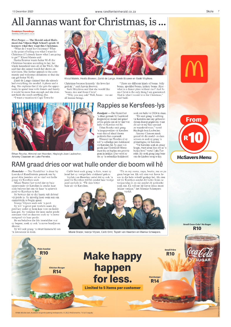 Randfontein Herald 15 December 2023 page 7