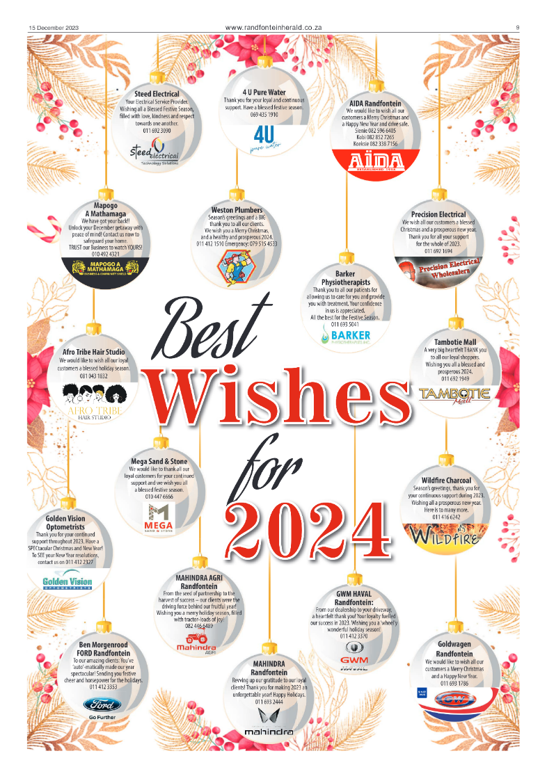 Randfontein Herald 15 December 2023 page 9