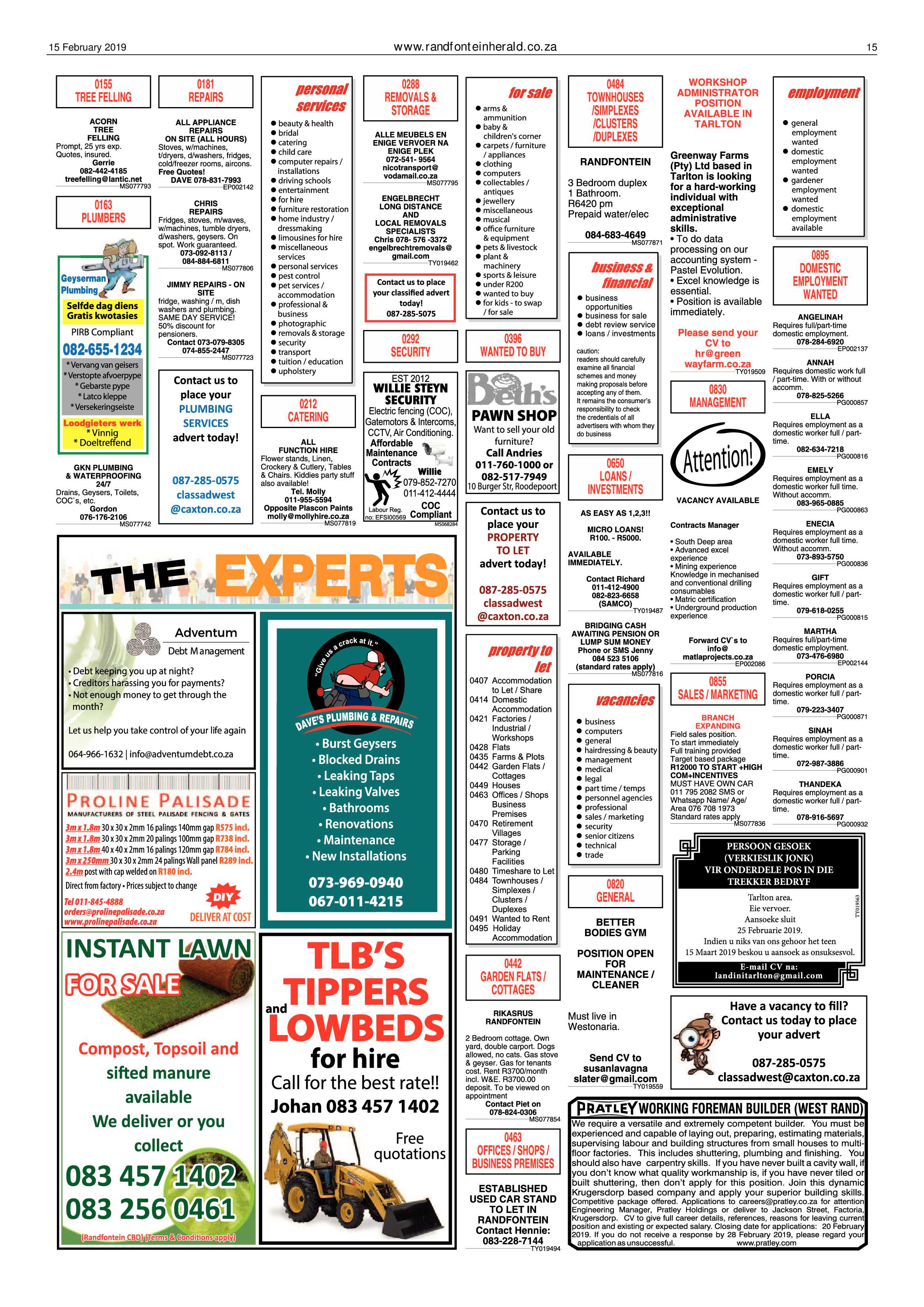 Randfontein Herald 15 February 2019 page 15