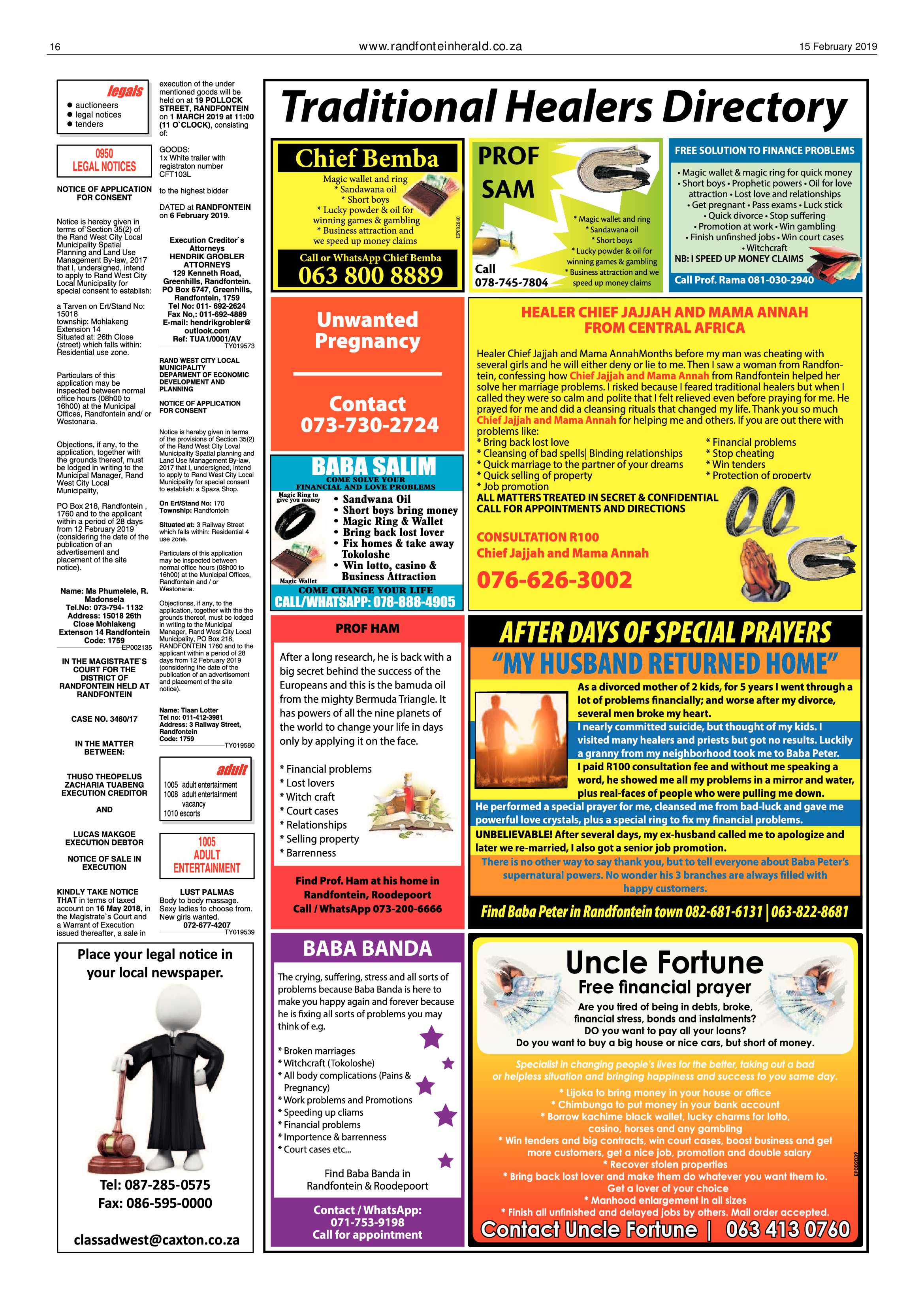 Randfontein Herald 15 February 2019 page 16