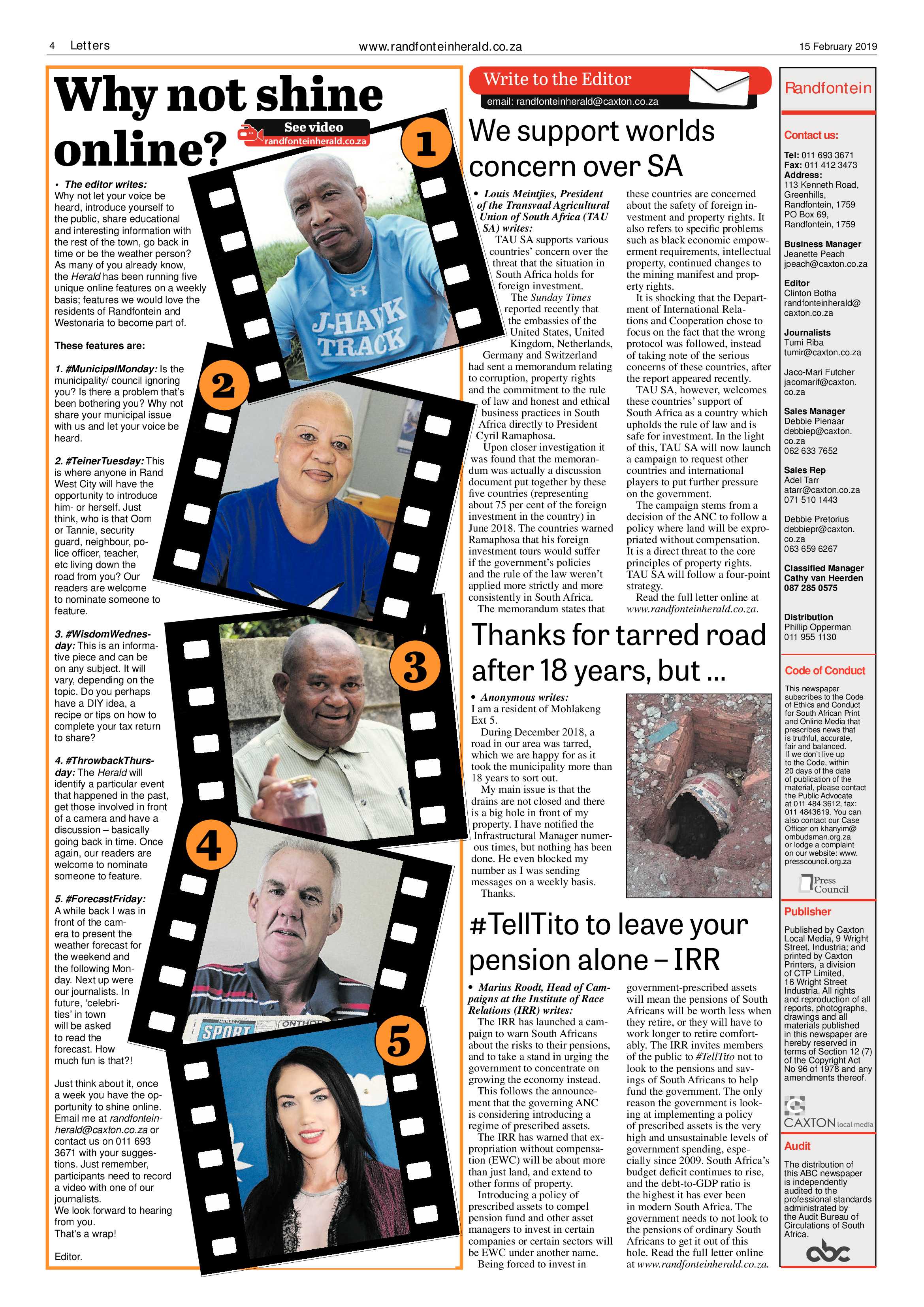 Randfontein Herald 15 February 2019 page 4