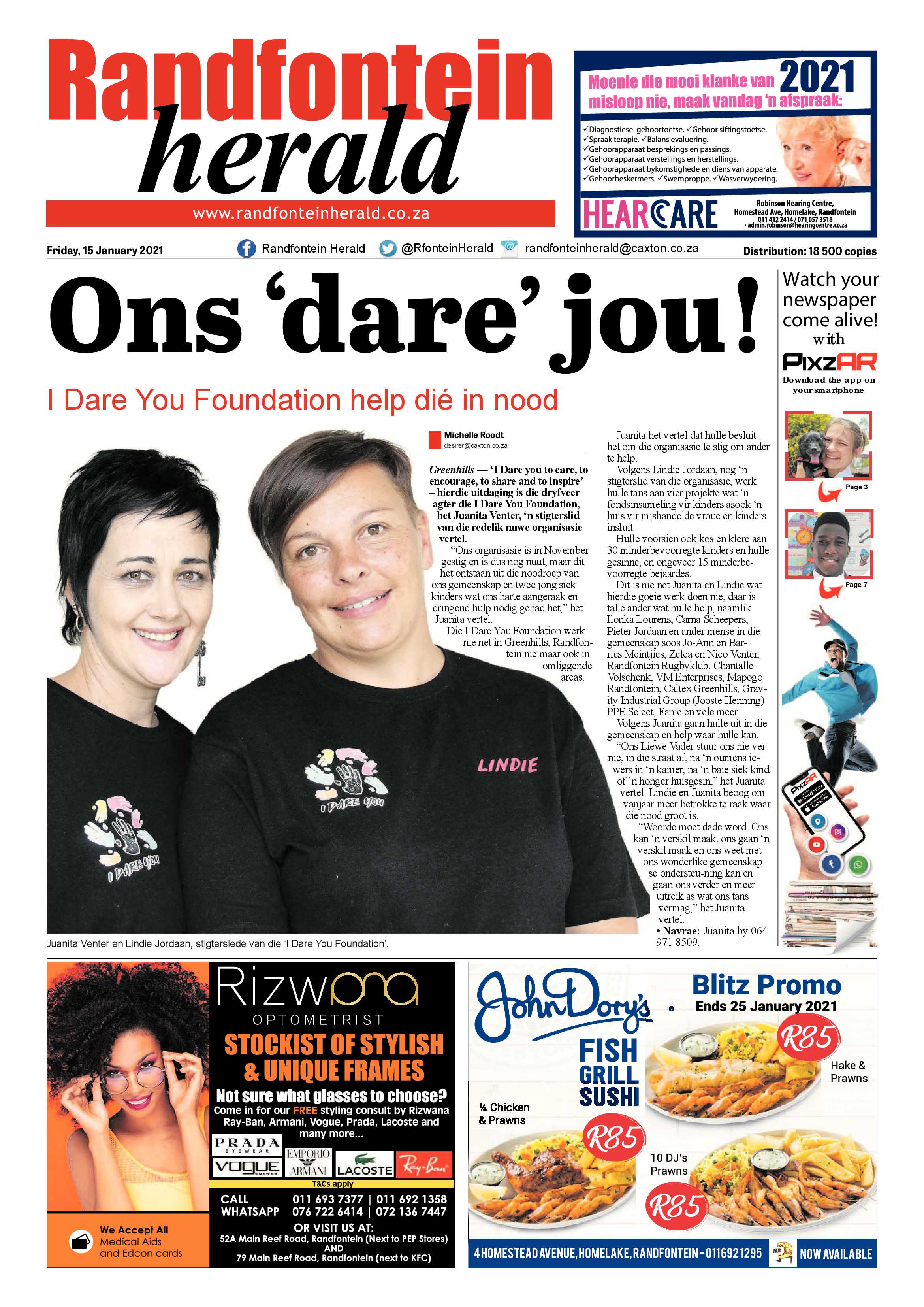 Randfontein Herald 15 January 2021 page 1