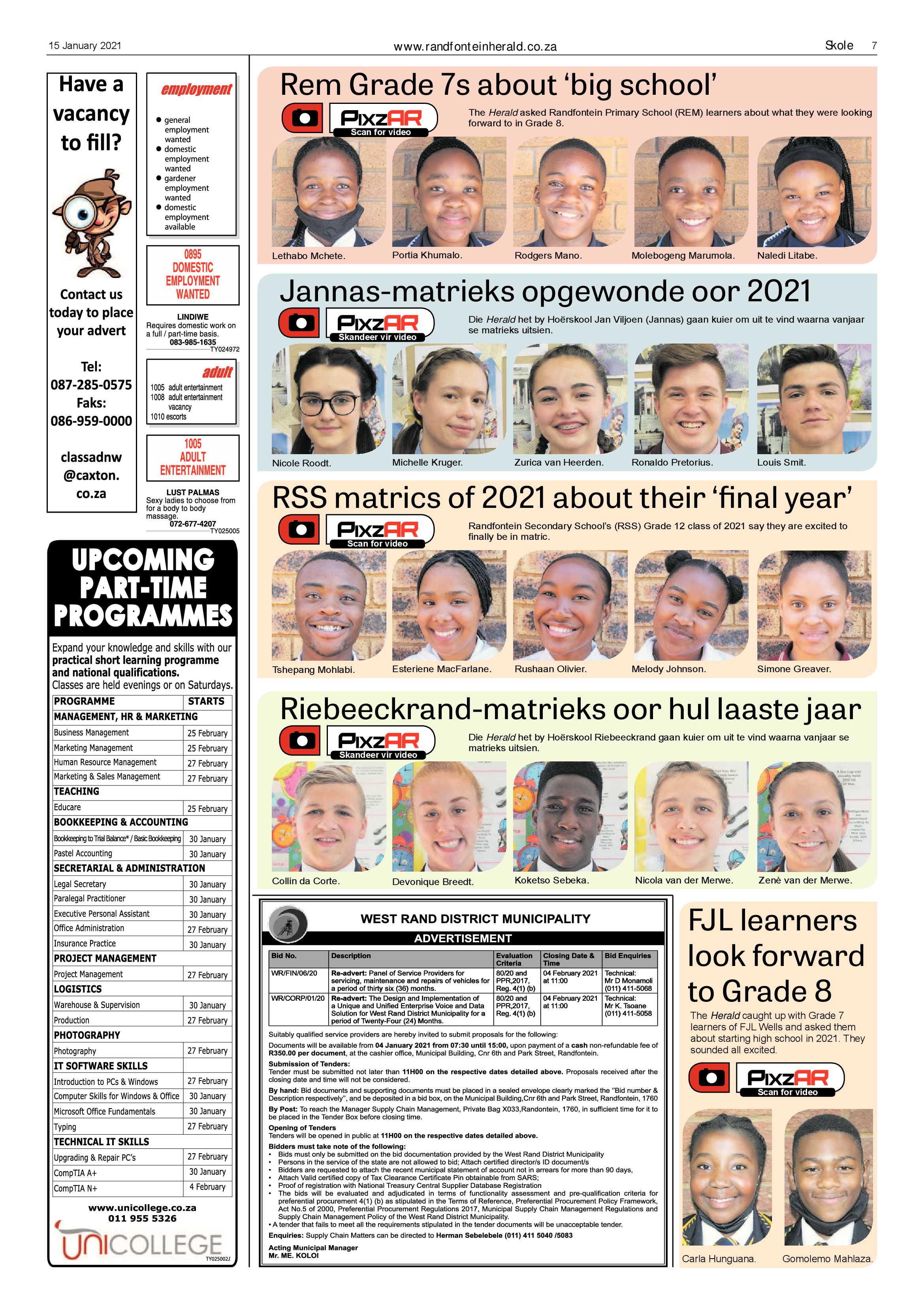 Randfontein Herald 15 January 2021 page 7