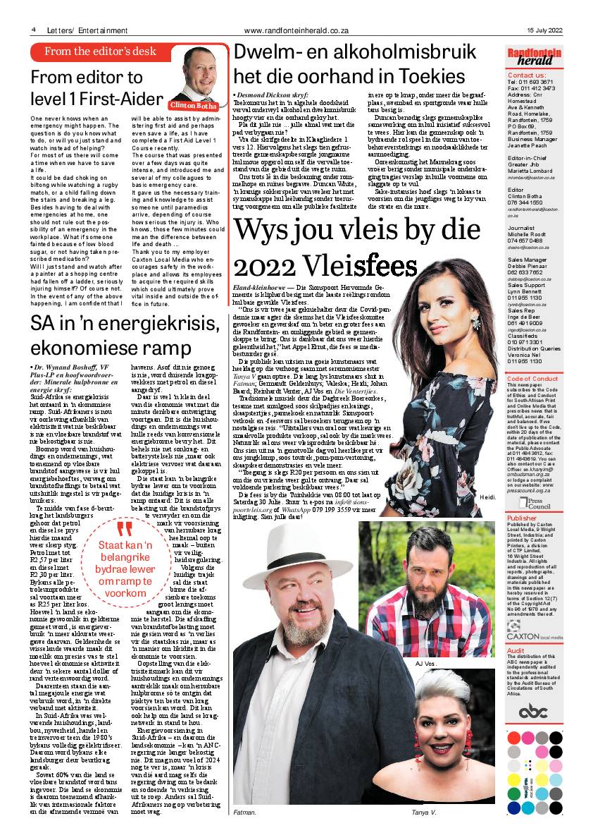 Randfontein Herald 15 July 2022 page 4