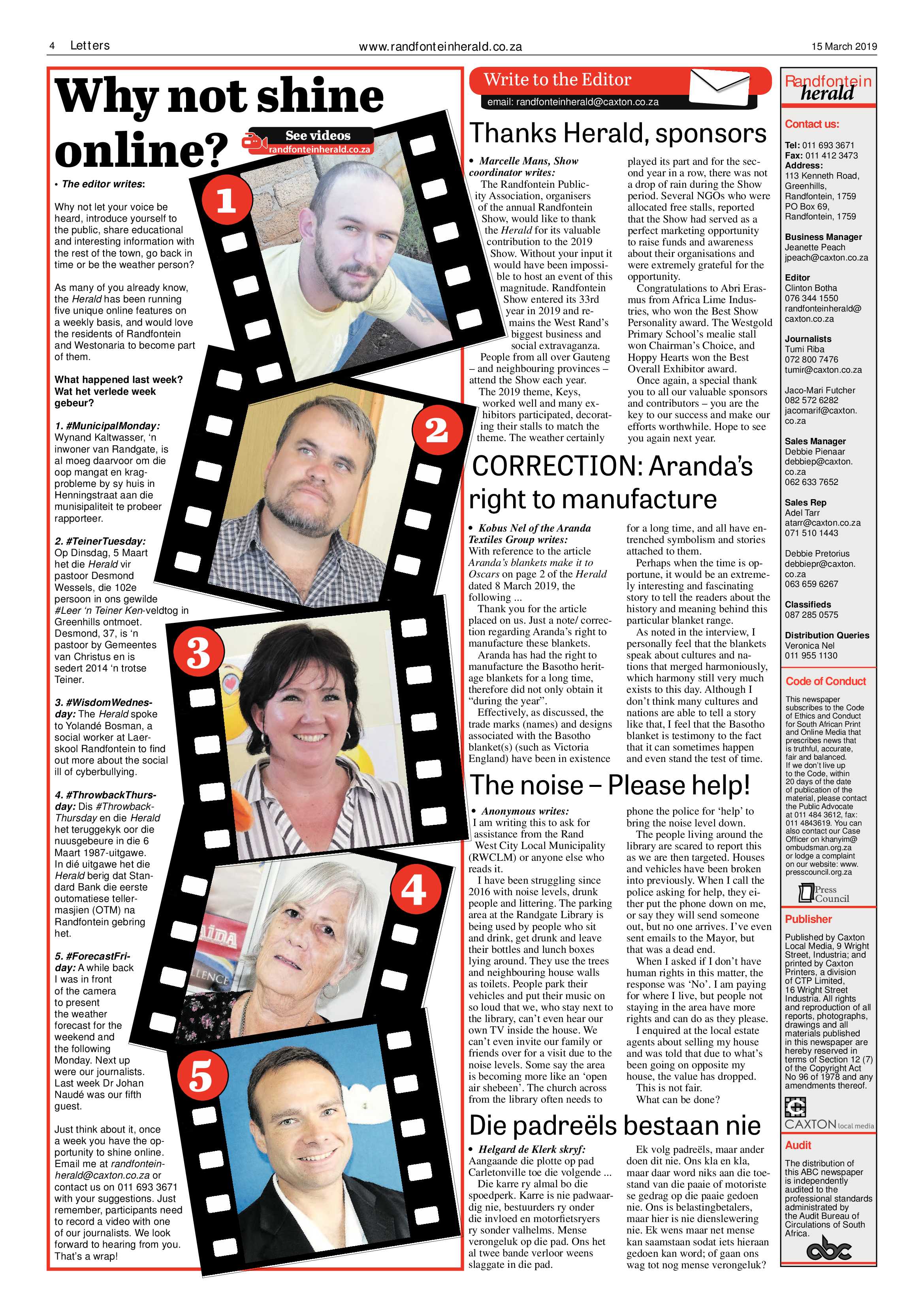 Randfontein Herald 15 March 2019 page 4