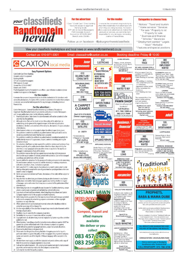 Randfontein Herald 15 March 2024 page 6