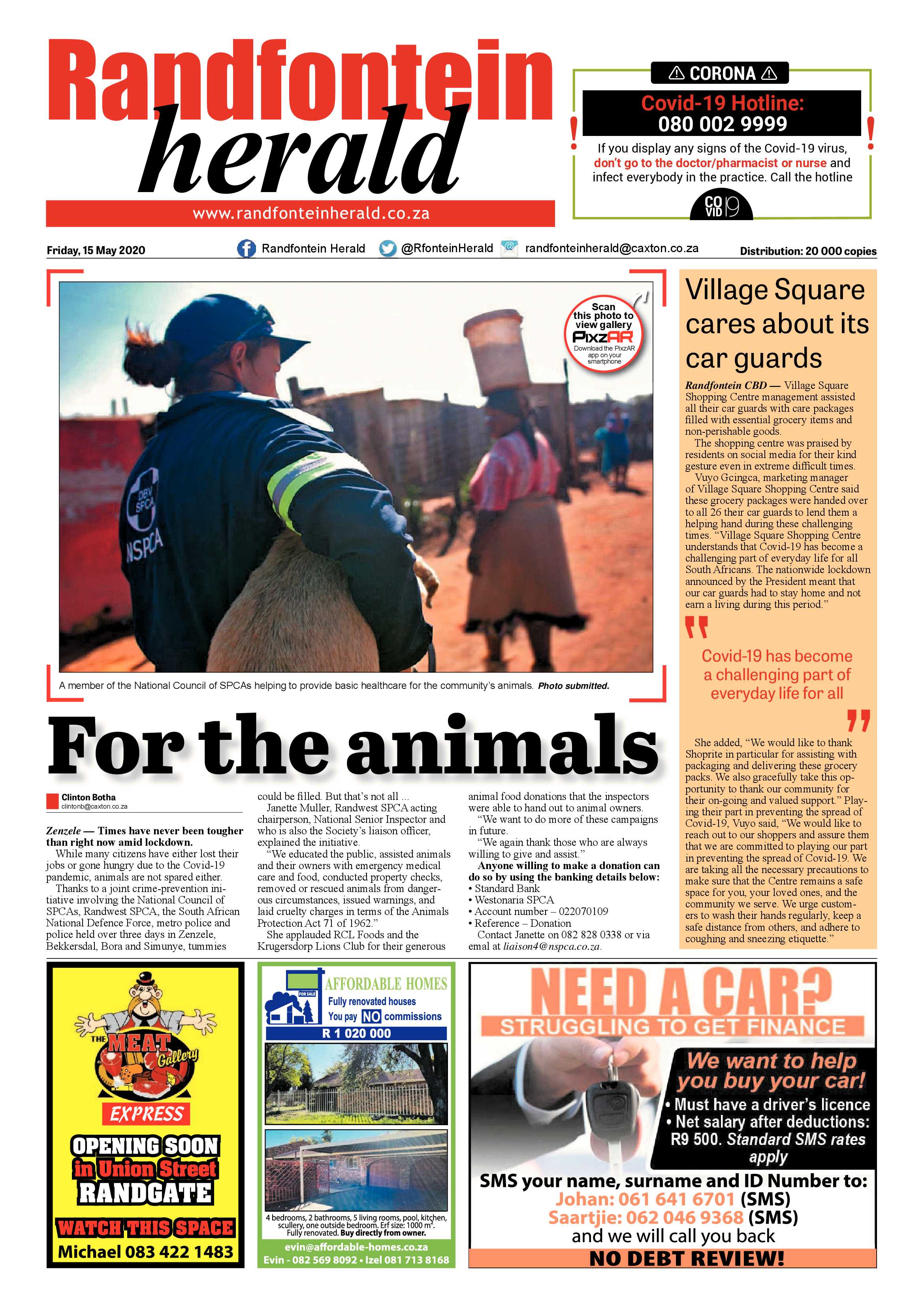 Randfontein Herald 15 May 2020 page 1