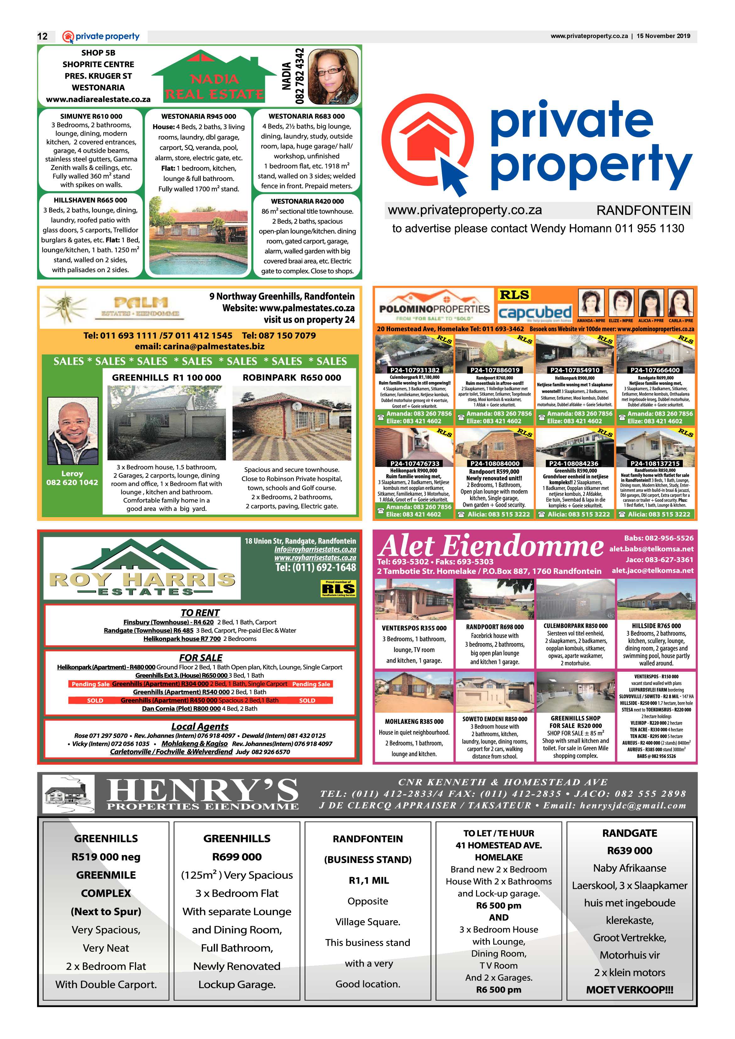 Randfontein Herald 15 November 2019 page 12