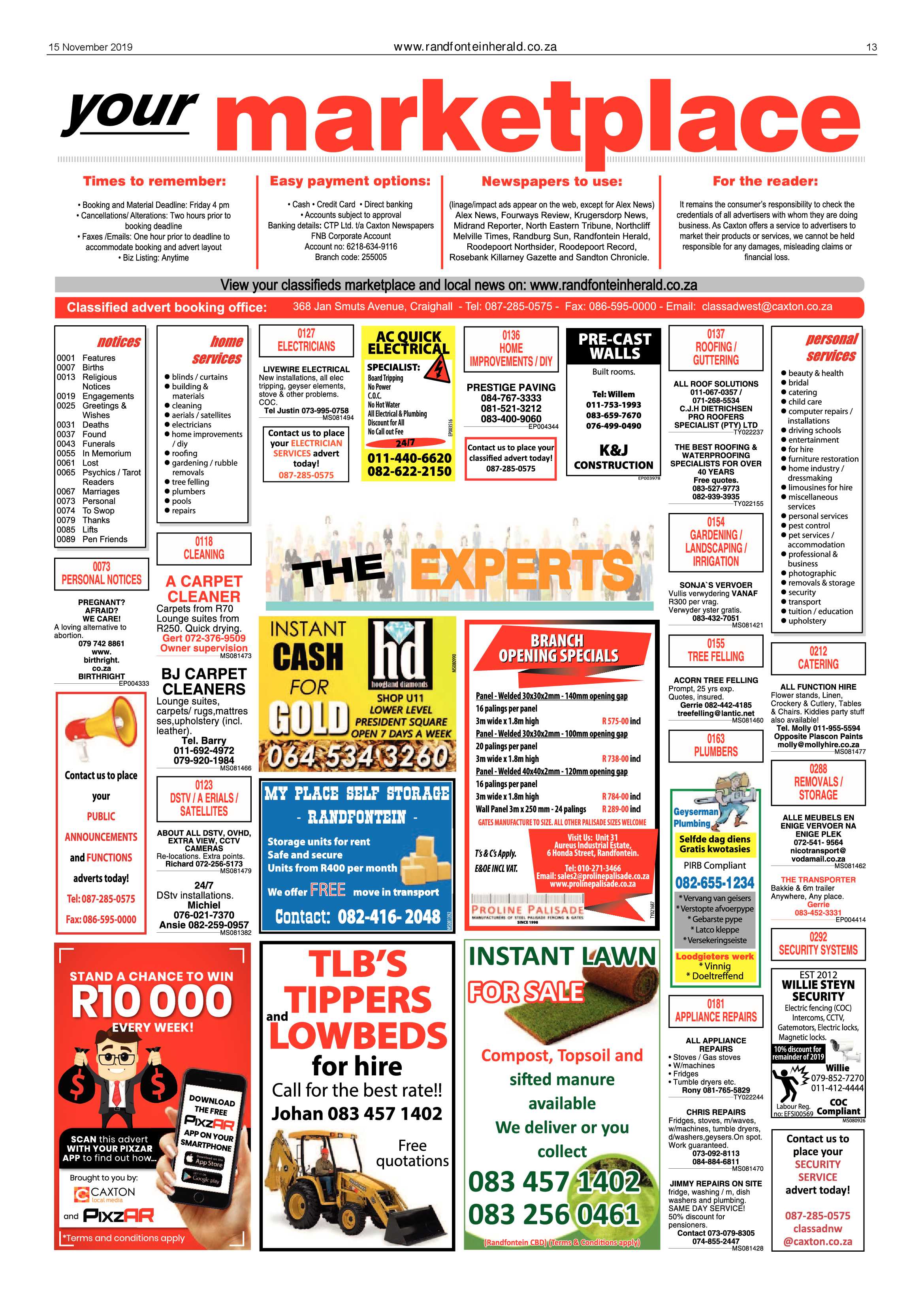 Randfontein Herald 15 November 2019 page 13